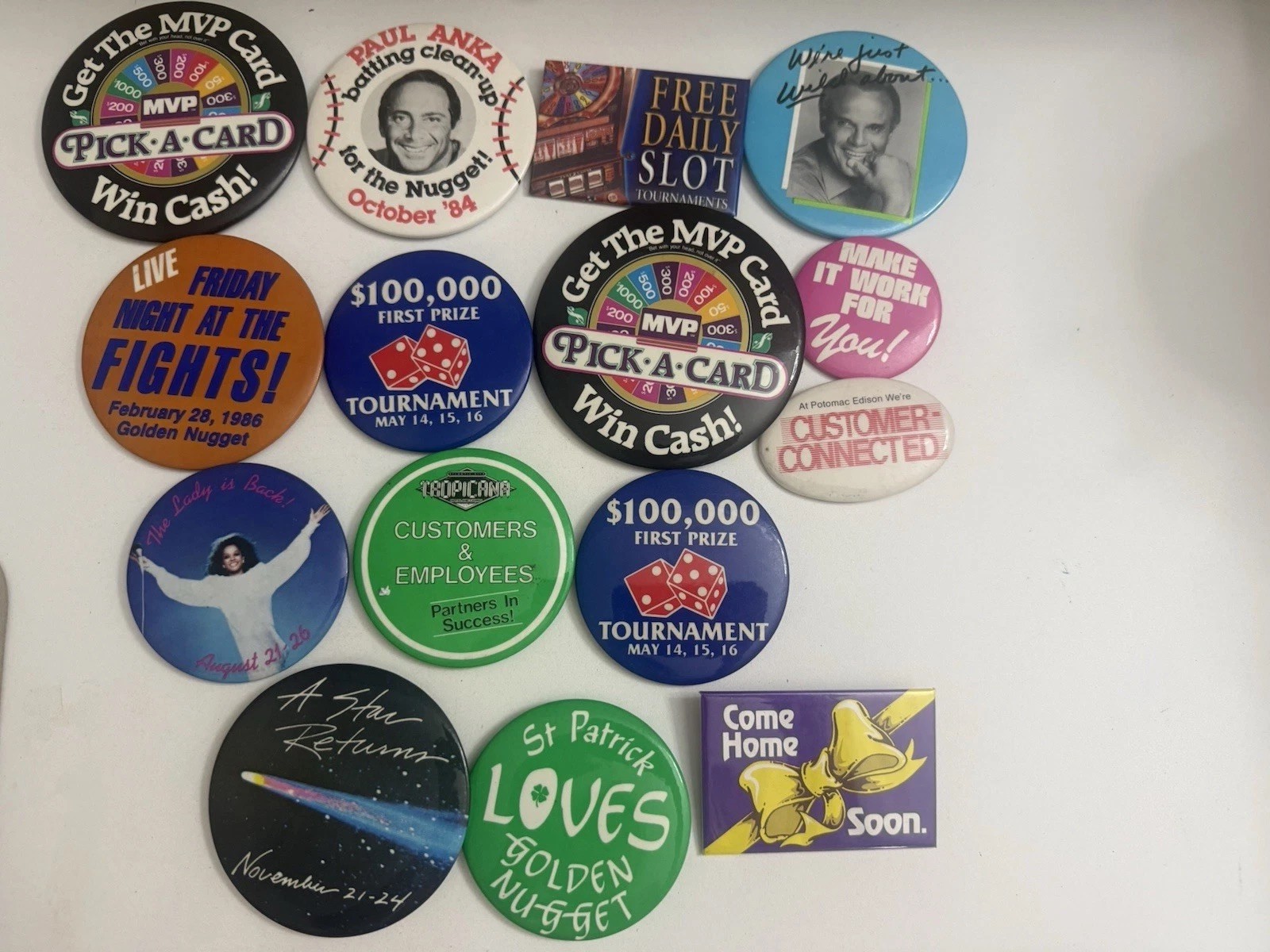 Vintage Pinback Button Lot 16 Casino Golden Nugget Promo Advertising Event Pins Vintage Pinback Button Lot 16 Casino Golden Nugget Promo Advertising Event Pins