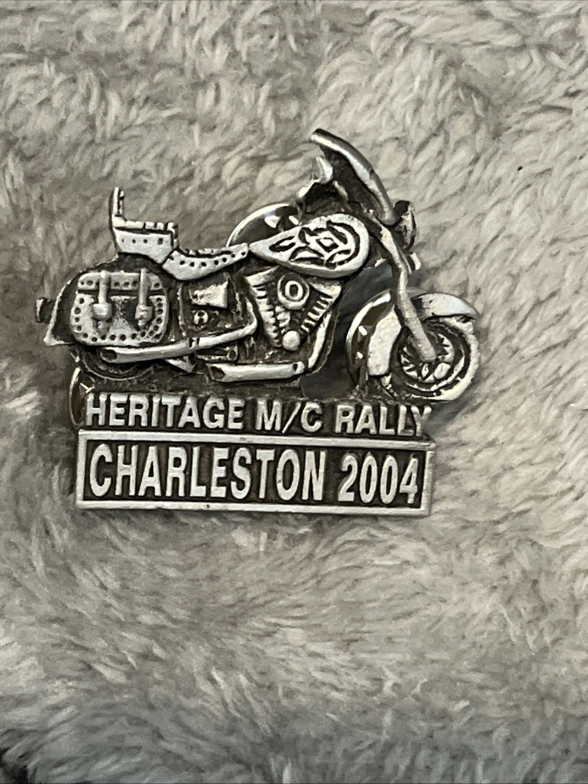 Vintage 2004 Heritage Motorcycle Rally Charleston Harley Biker Bike Pewter Pin Vintage 2004 Heritage Motorcycle Rally Charleston Harley Biker Bike Pewter Pin