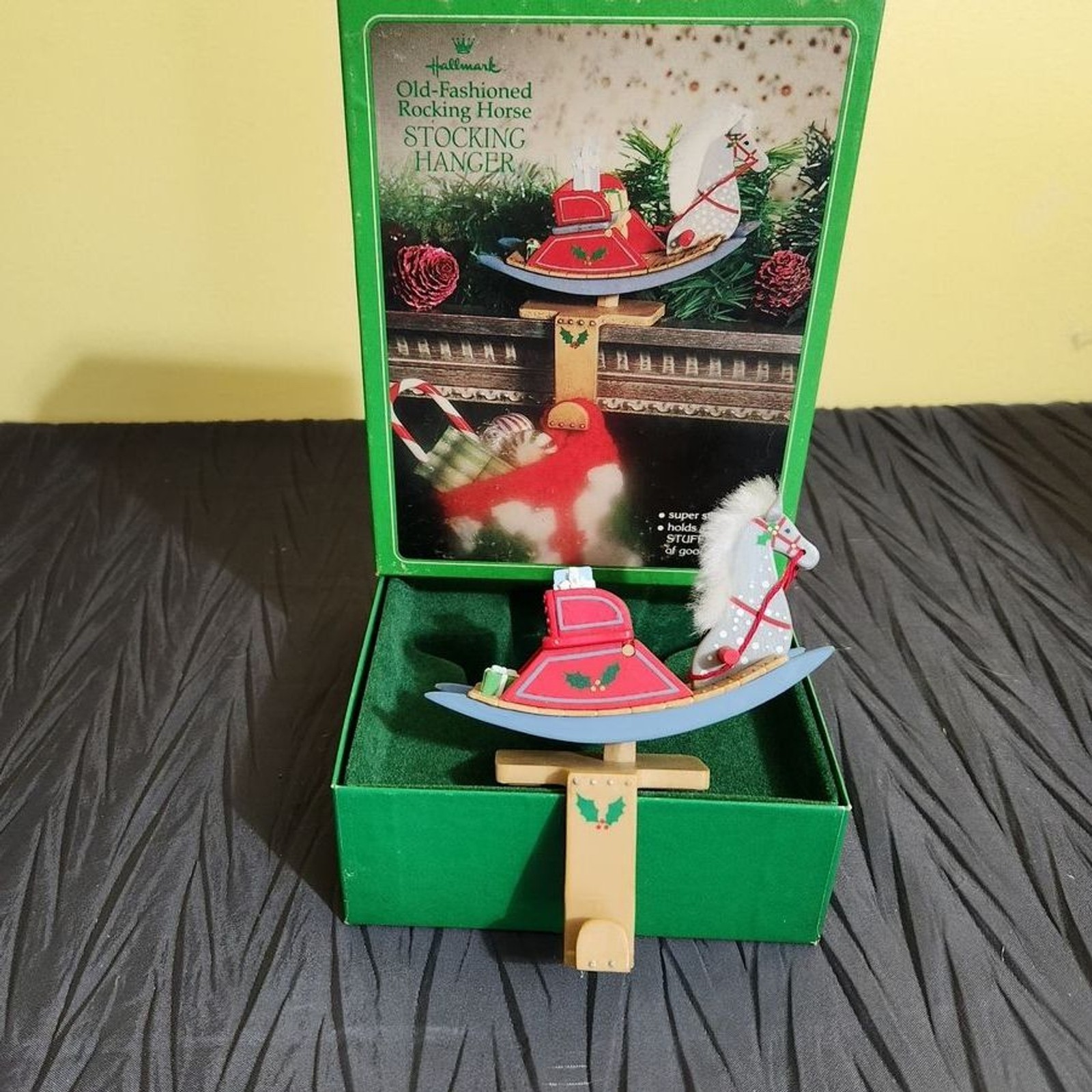 Vintage 1984 Hallmark Old Fashioned Rocking Horse Stocking Hanger Boxed