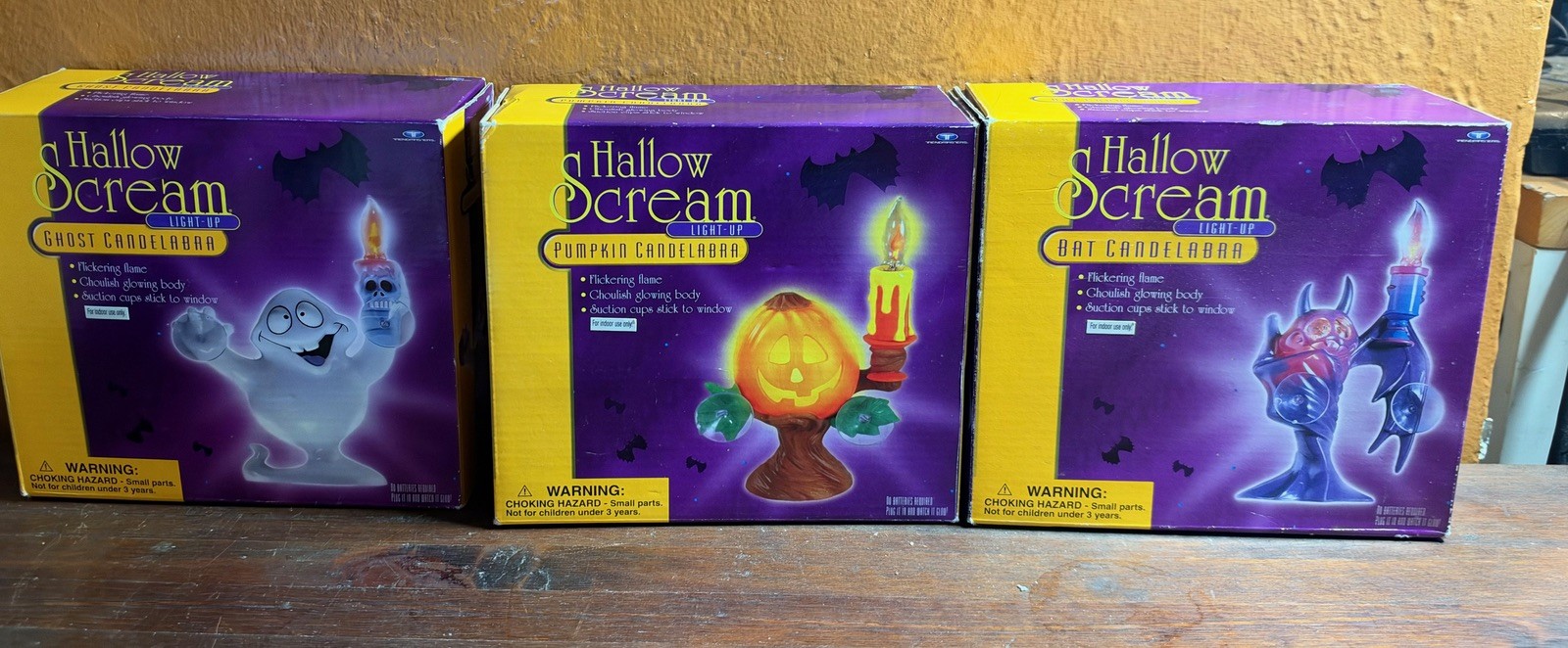 1990s Trendmasters HallowScream 3 Piece Hollowen light set Pumpkin Bat, ghost 1990s Trendmasters HallowScream 3 Piece Hollowen light set Pumpkin Bat, ghost