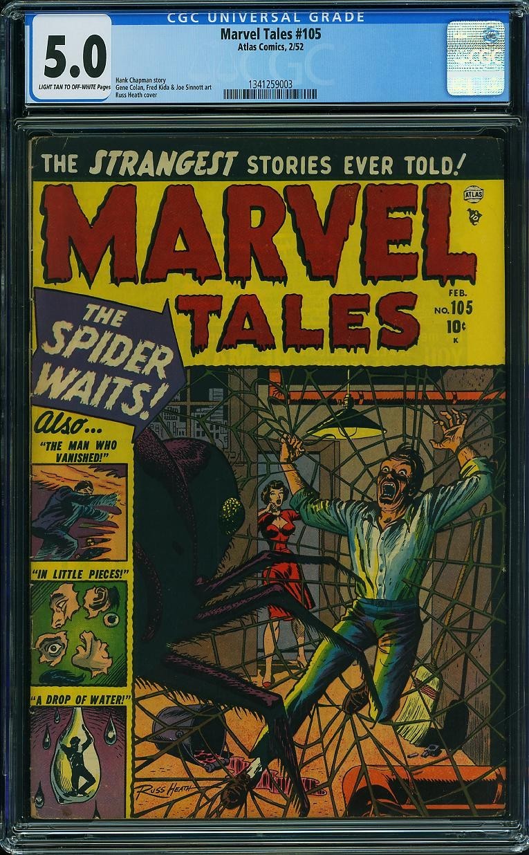 Marvel Tales 105 CGC 5.0 GIANT SPIDER 1952 Atlas Horror Russ Heath & Gene Colan Marvel Tales 105 CGC 5.0 GIANT SPIDER 1952 Atlas Horror Russ Heath & Gene Colan