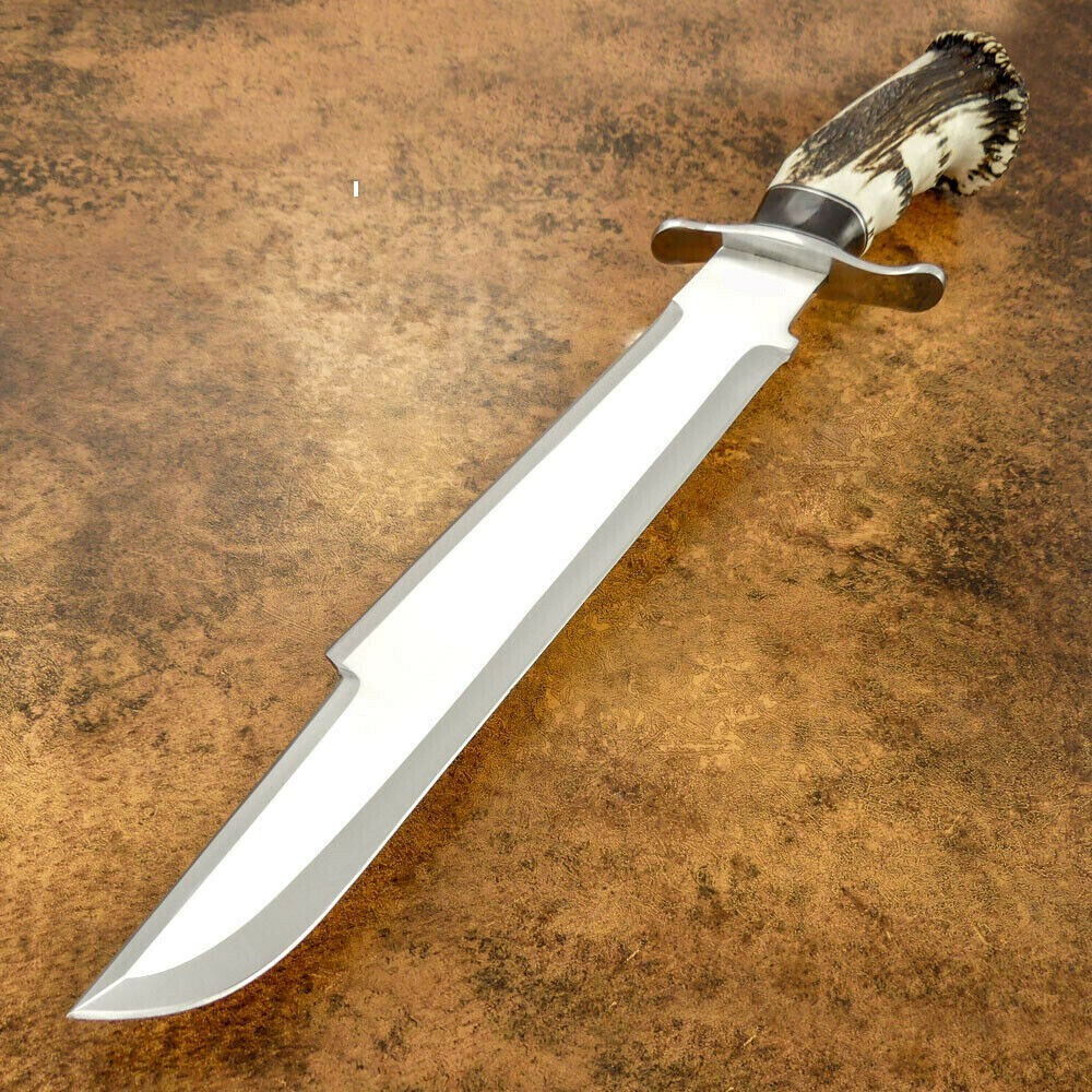 20" ONE OF KIND CUSTOM MADE D2 TOOL STEEL MACHETE, STAG HORN, HUNTING BOWIE