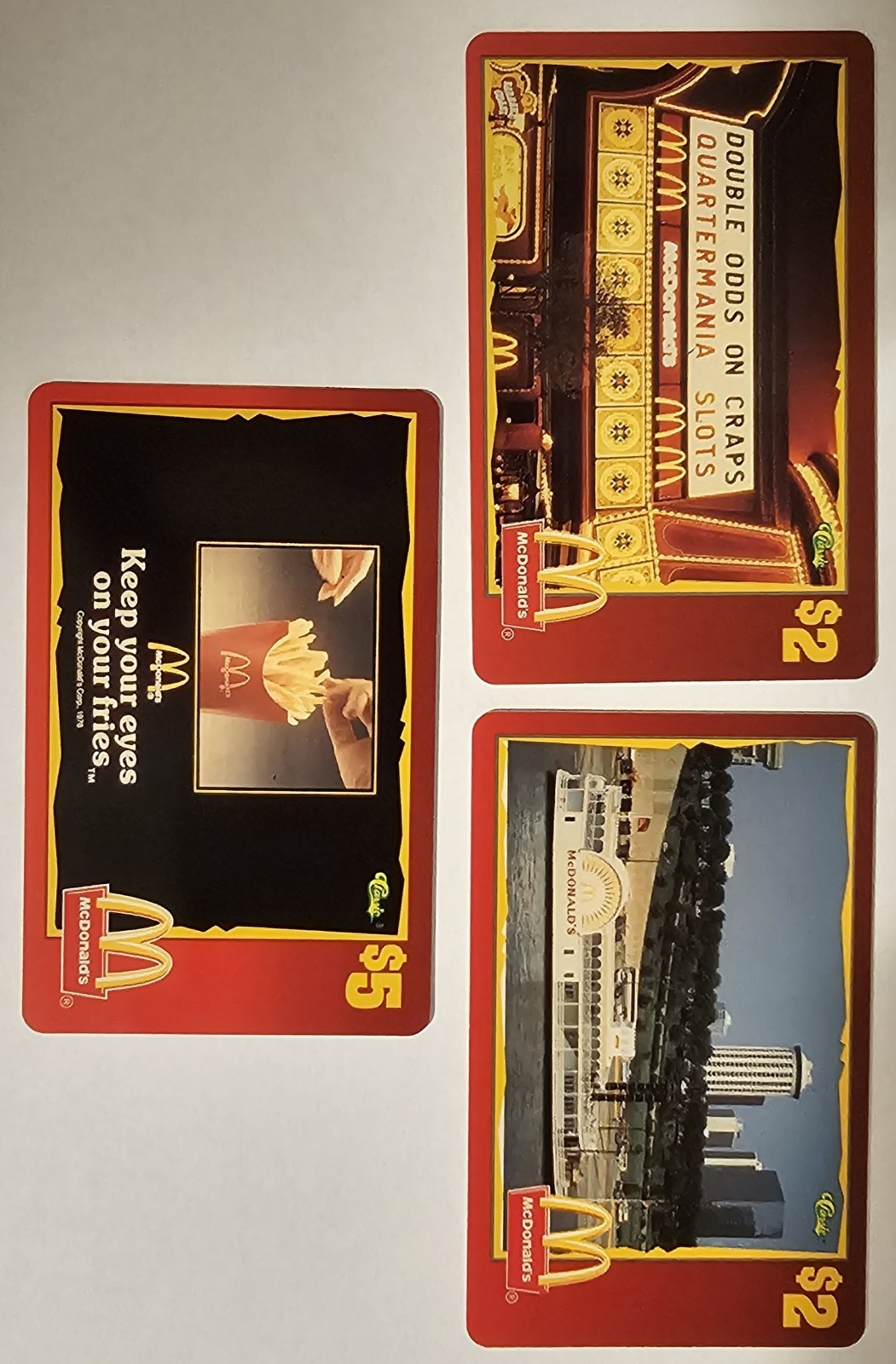 3 - 1996 Classic Mcdonalds Calling Cards $5,$2,$2 3 - 1996 Classic Mcdonalds Calling Cards $5,$2,$2
