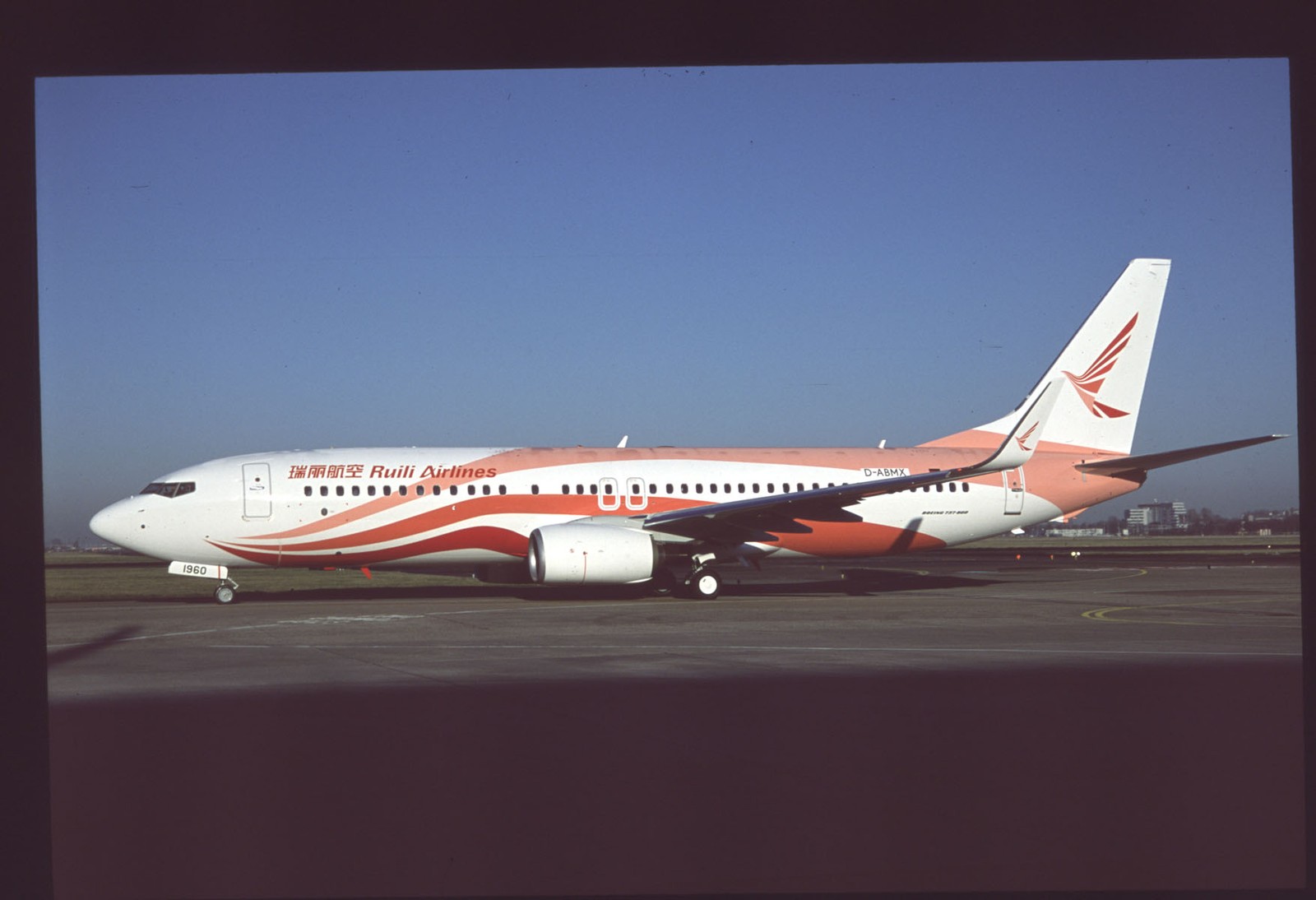 Orig 35mm airline slide Ruili Airlines 737-86J D-ABMX Orig 35mm airline slide Ruili Airlines 737-86J D-ABMX