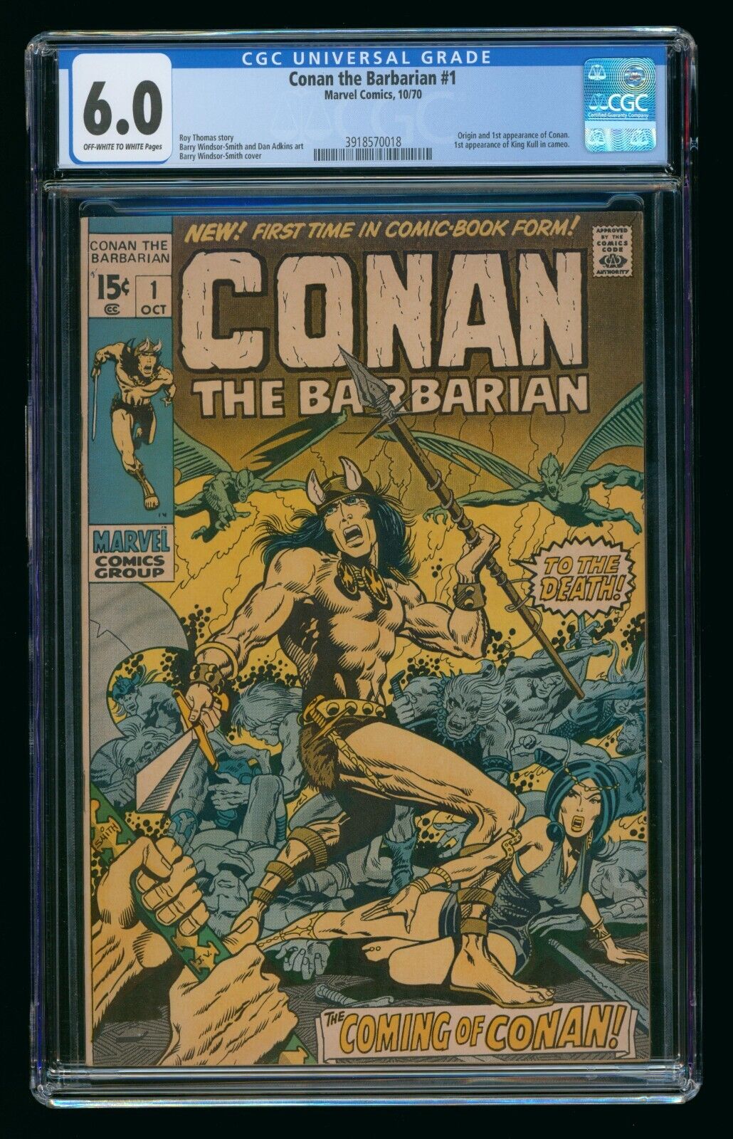 CONAN THE BARBARIAN #1 (1970) CGC 6.0 1st APPEARANCE ORIGIN KING KULL