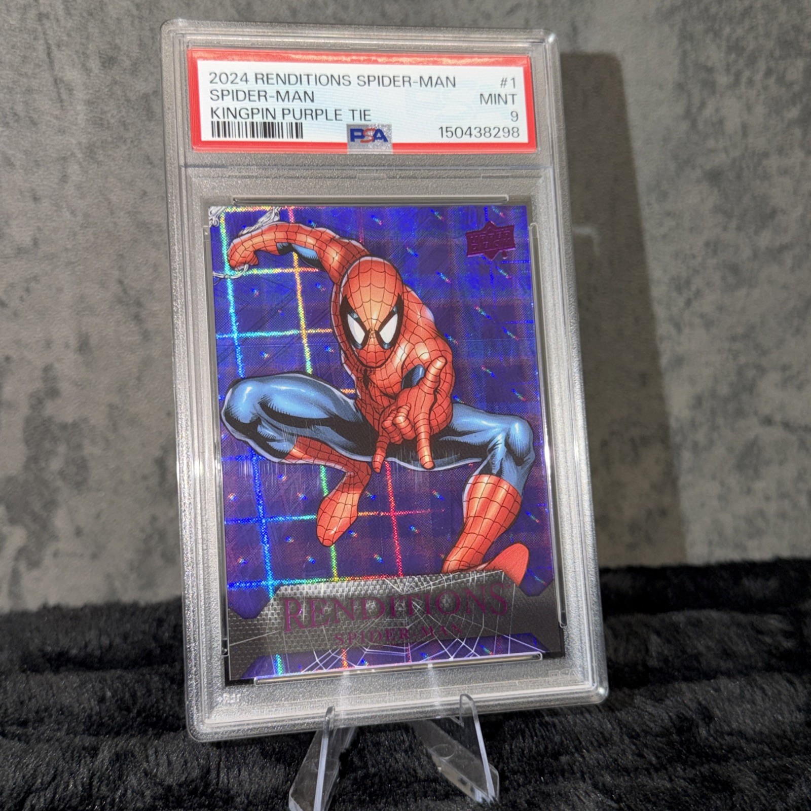 Upper Deck 2024 Renditions Spider-Man Kingpin Purple Tie #1 PSA 9 Graded 14/99