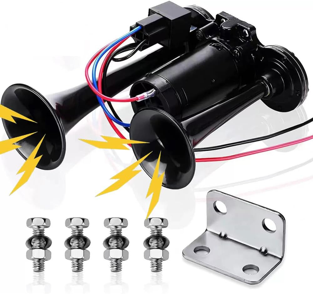 12V 600DB Super Loud Dual Electric Air Horns Kit with Compressor Applicablefor A