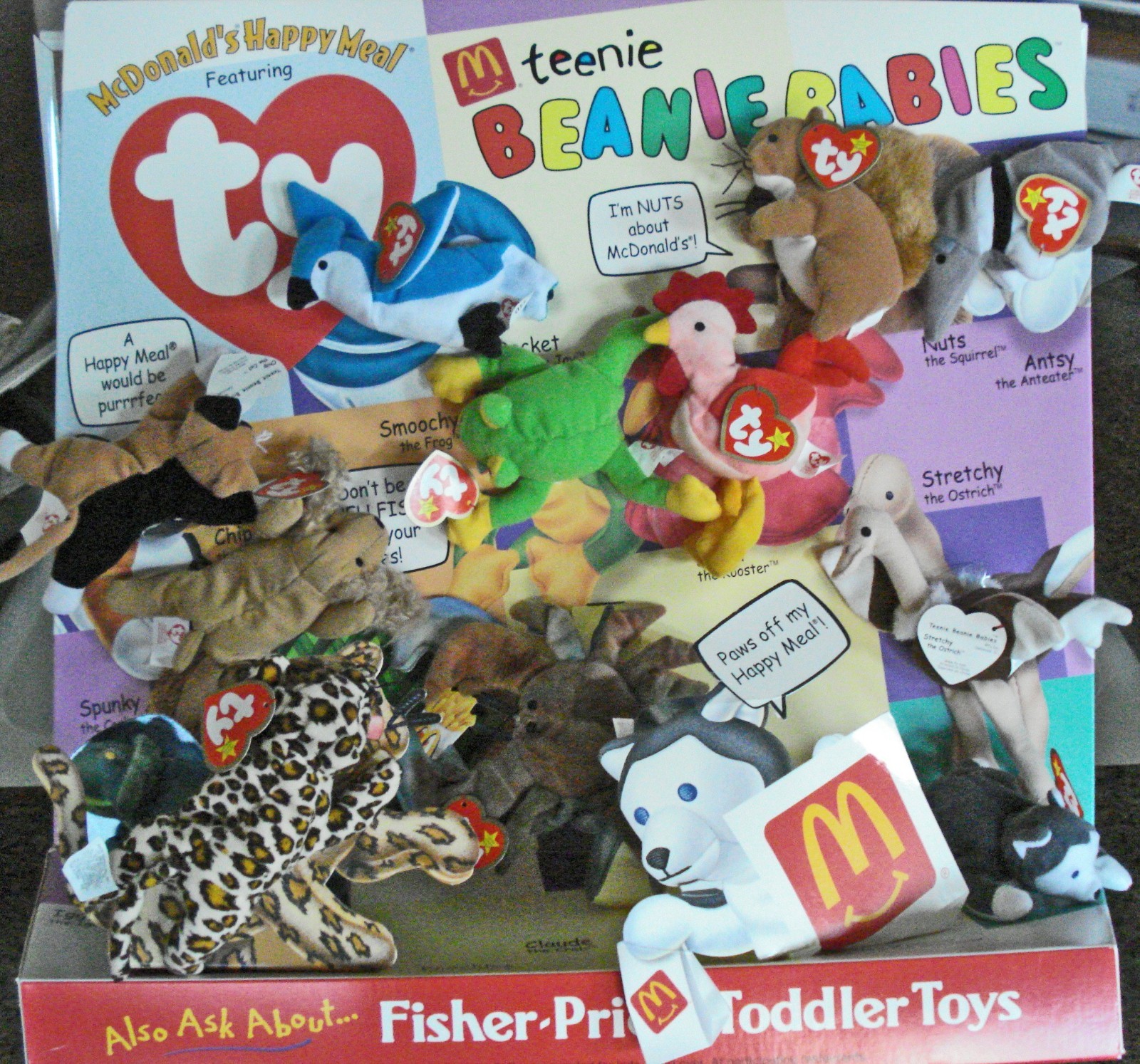 1999 MCDONALD'S HAPPY MEAL DISPLAY BEANIE BABIE TOYS & 3 MEAL BOXES-DISMANTLED 1999 MCDONALD'S HAPPY MEAL DISPLAY BEANIE BABIE TOYS & 3 MEAL BOXES-DISMANTLED
