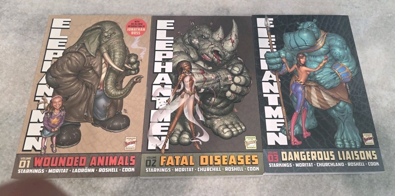 Lot Of 3 ELEPHANTMEN TPB Vol 1-2-3 W- Animals & F-Diseases D- Liaisons VHTF Lot Of 3 ELEPHANTMEN TPB Vol 1-2-3 W- Animals & F-Diseases D- Liaisons VHTF