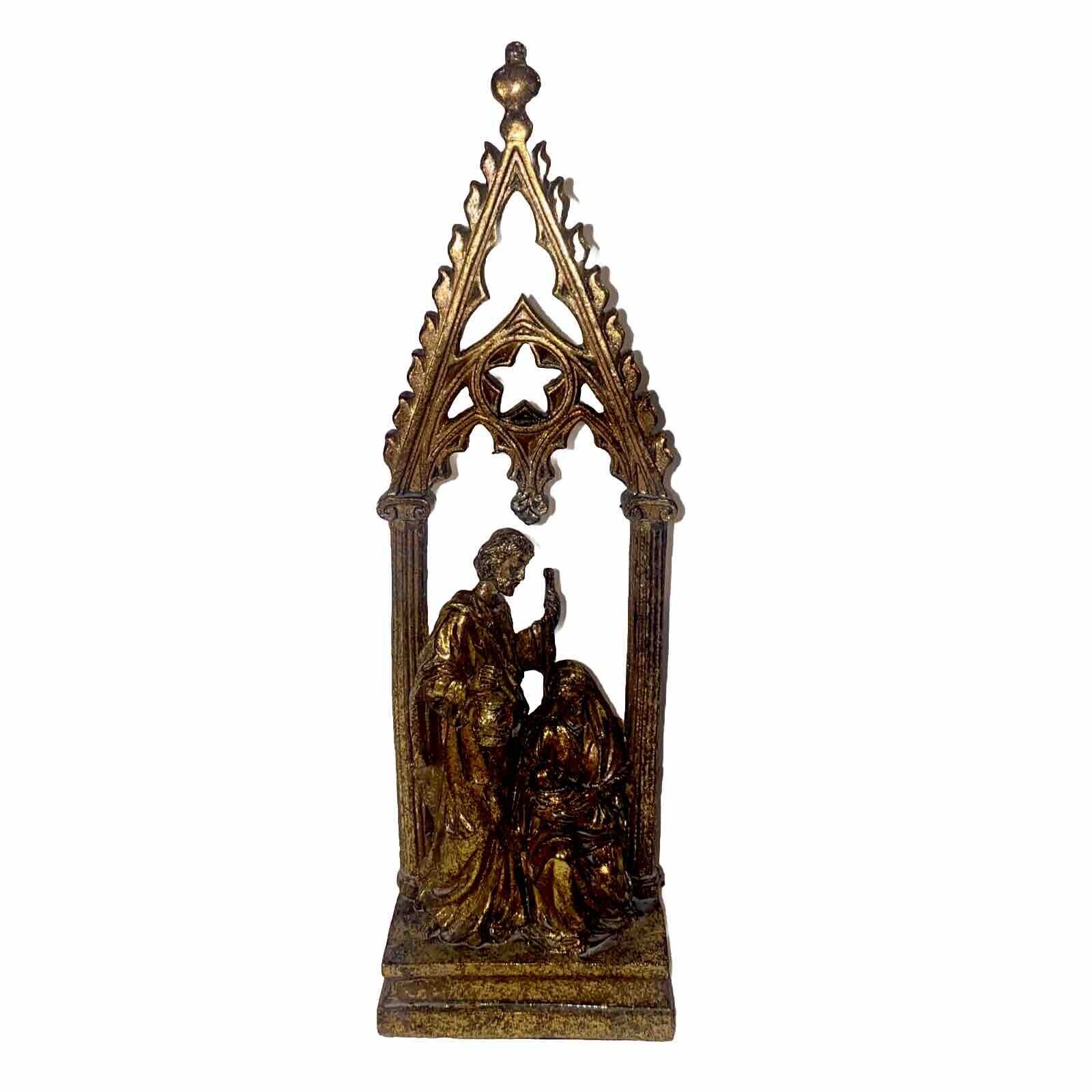 Gold Tone Gilded Holy Family, Catholic, Resin, 23.25 tall 7.25 wide 4.25 deep
