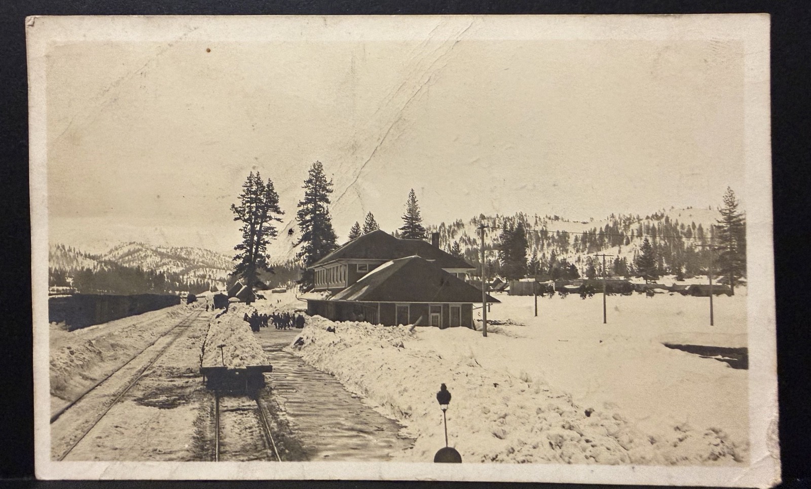 Portola California CA WP Train Station Depot Winter RPPC Postcard Snow, Stamps Portola California CA WP Train Station Depot Winter RPPC Postcard Snow, Stamps