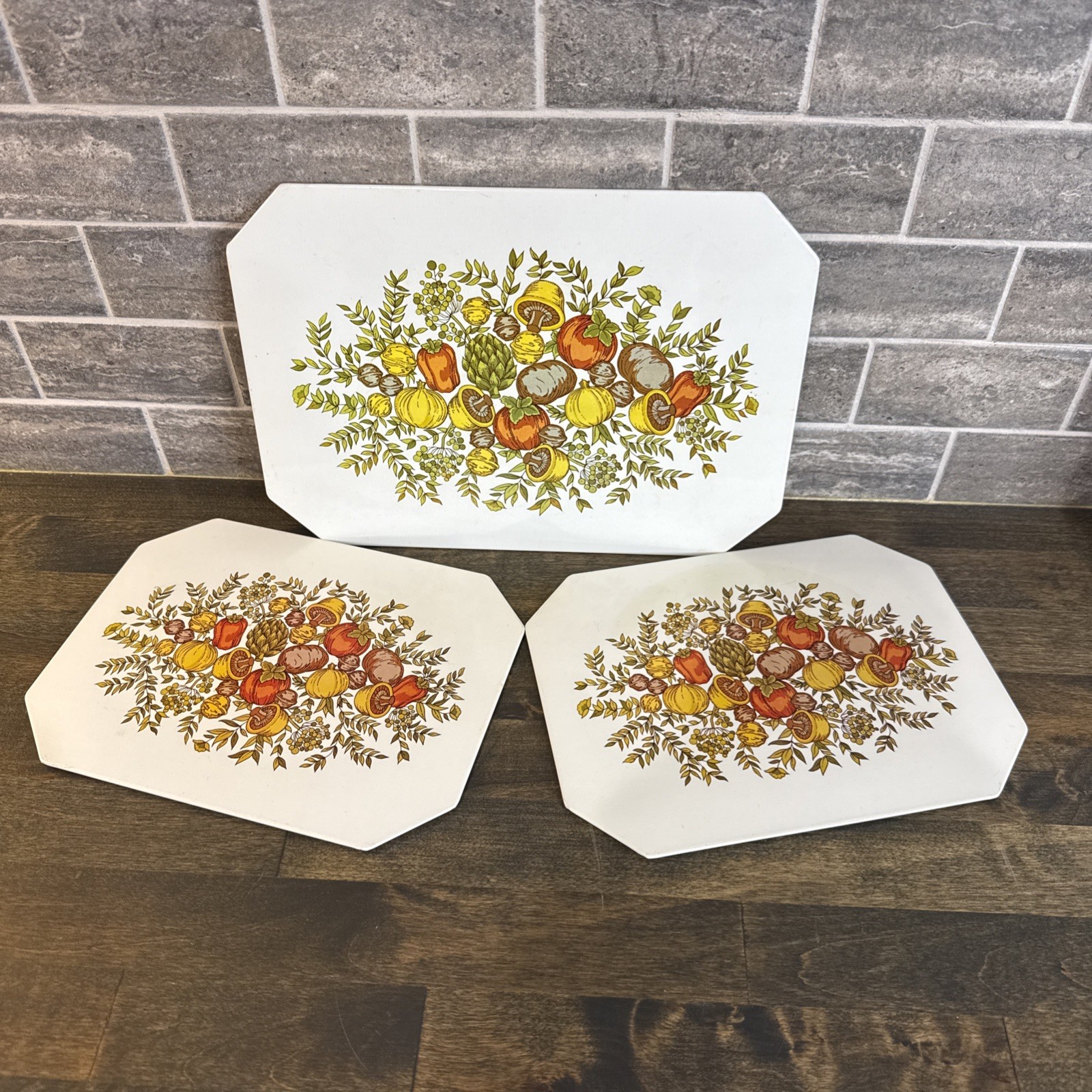 3 Vintage Ballonoff Stove/Counter Top Hot Mat Trivet Spice Of Life Design