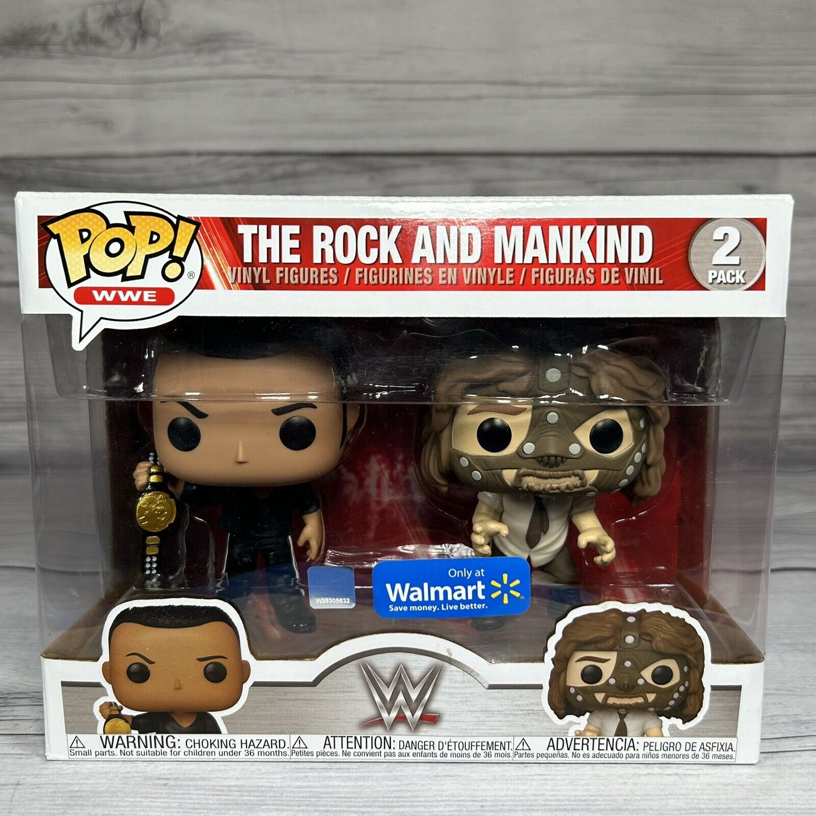 Funko Pop WWE The Rock VS Mankind Action Figure Walmart Exclusive WWF