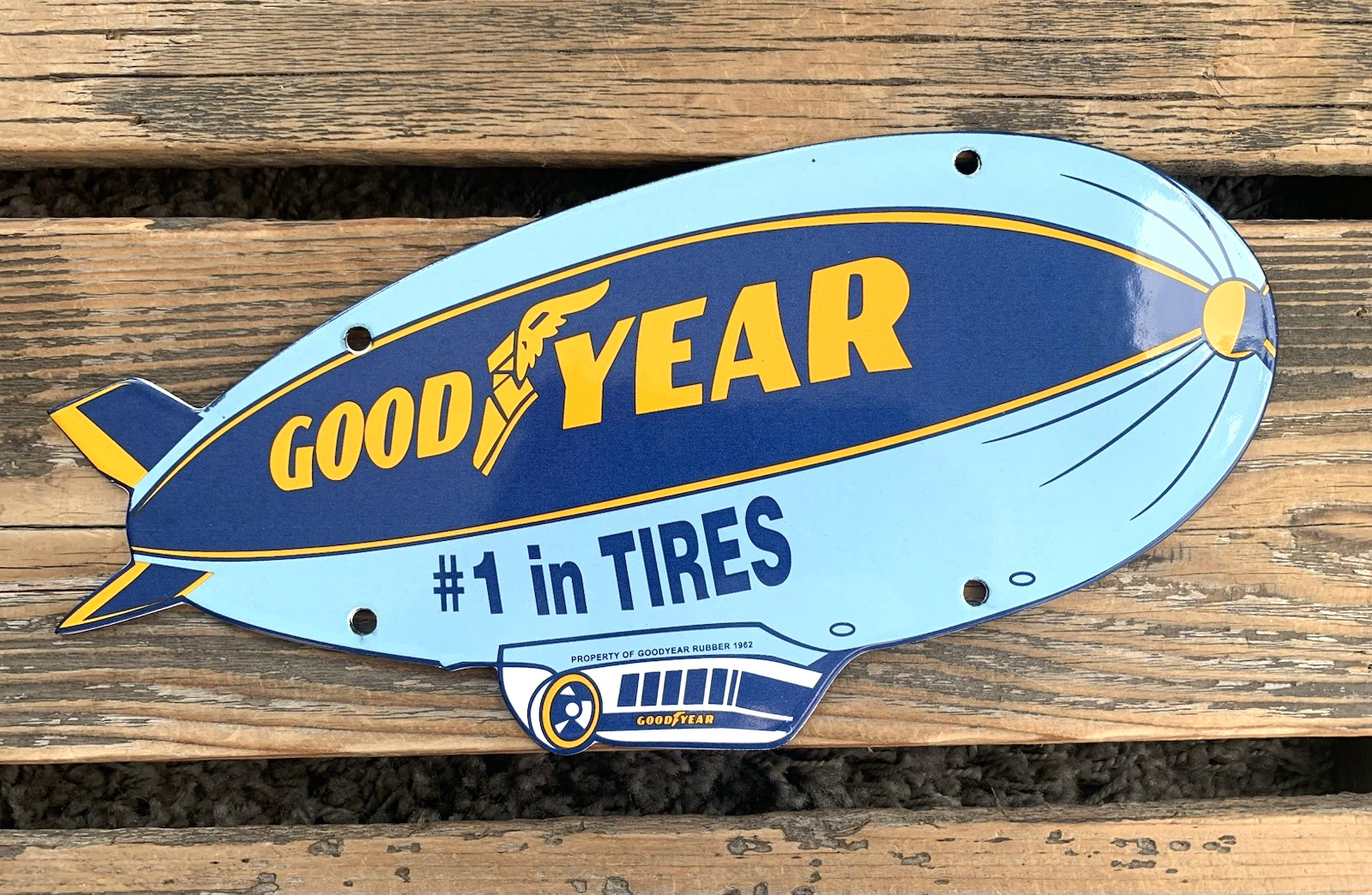 VINTAGE GOODYEAR TIRES BLIMP TYRES SALES & SERVICE PORCELAIN GASOLINE GAS SIGN VINTAGE GOODYEAR TIRES BLIMP TYRES SALES & SERVICE PORCELAIN GASOLINE GAS SIGN