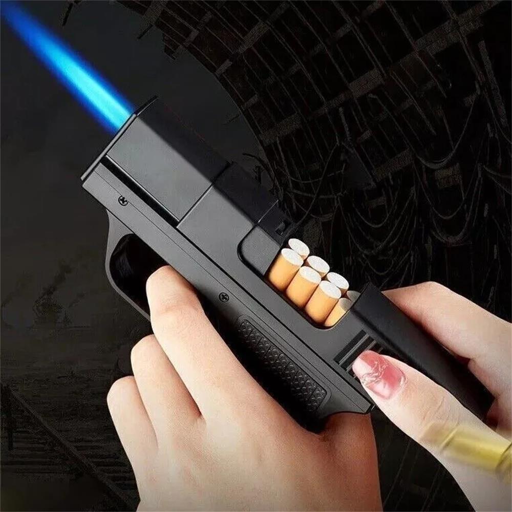 Unique Butane Cigarette LIGHTER & CASE Adjustable Jet Torch Flame Pistol Gun hot Unique Butane Cigarette LIGHTER & CASE Adjustable Jet Torch Flame Pistol Gun hot