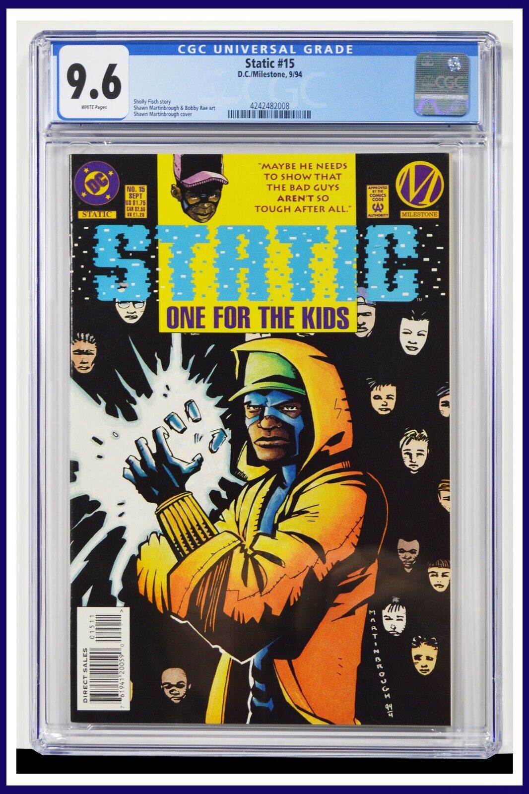 Static #15 CGC Graded 9.6 DC/Milestone 1994 Original First Printing Comic Book.