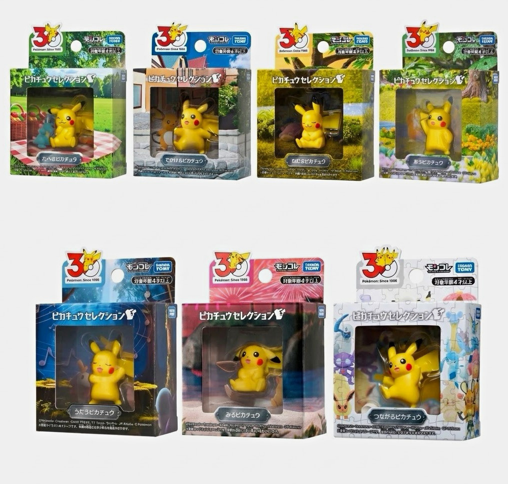 Pokemon 30th Anniversary Moncolle Pikachu Selection Complete Set 7 Takara Tomy Pokemon 30th Anniversary Moncolle Pikachu Selection Complete Set 7 Takara Tomy