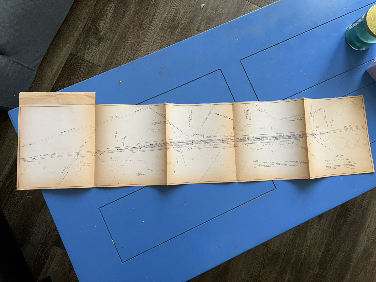 Vintage 1981 Blueprint Sketch Proposed Train Yard Temple, Texas Vintage 1981 Blueprint Sketch Proposed Train Yard Temple, Texas