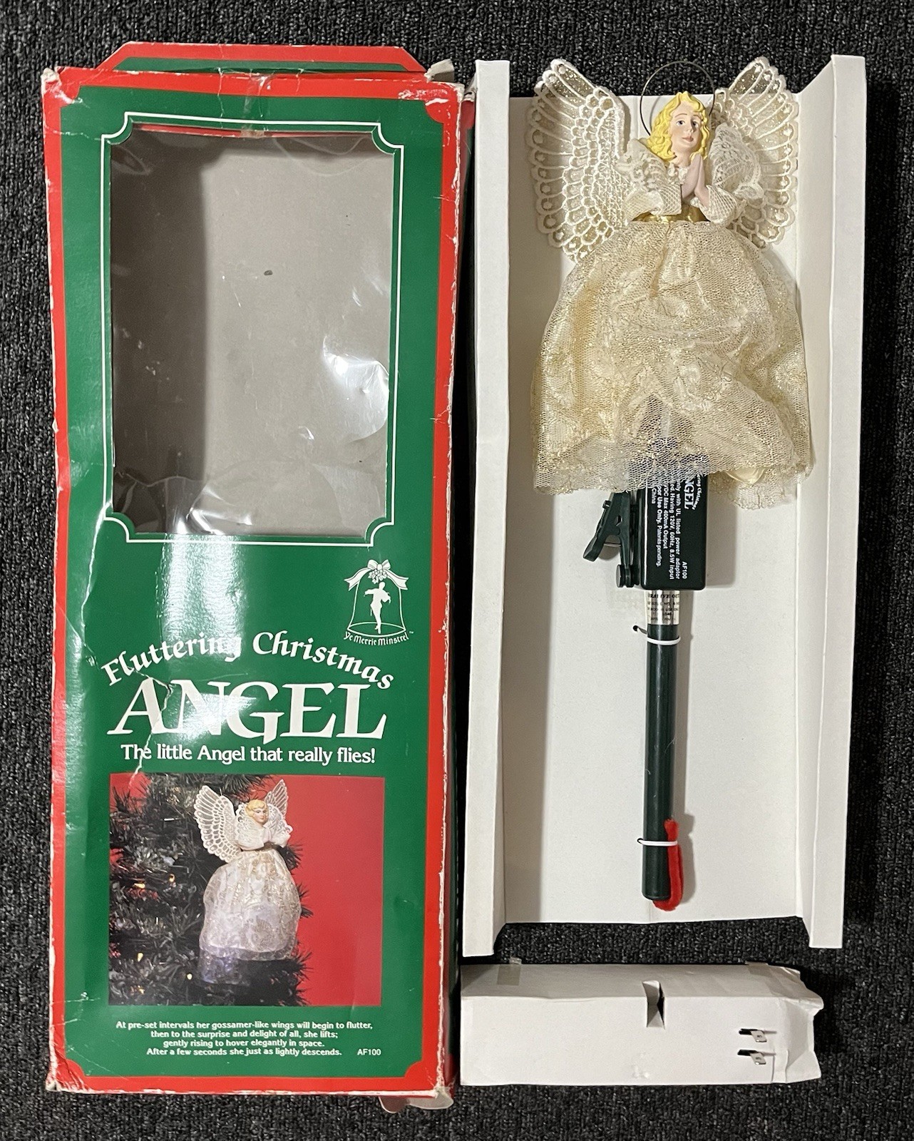 Vtg 1991 Ye Merrie Minstrel Fluttering Christmas Angel Animated New in Box WORKS Vtg 1991 Ye Merrie Minstrel Fluttering Christmas Angel Animated New in Box WORKS