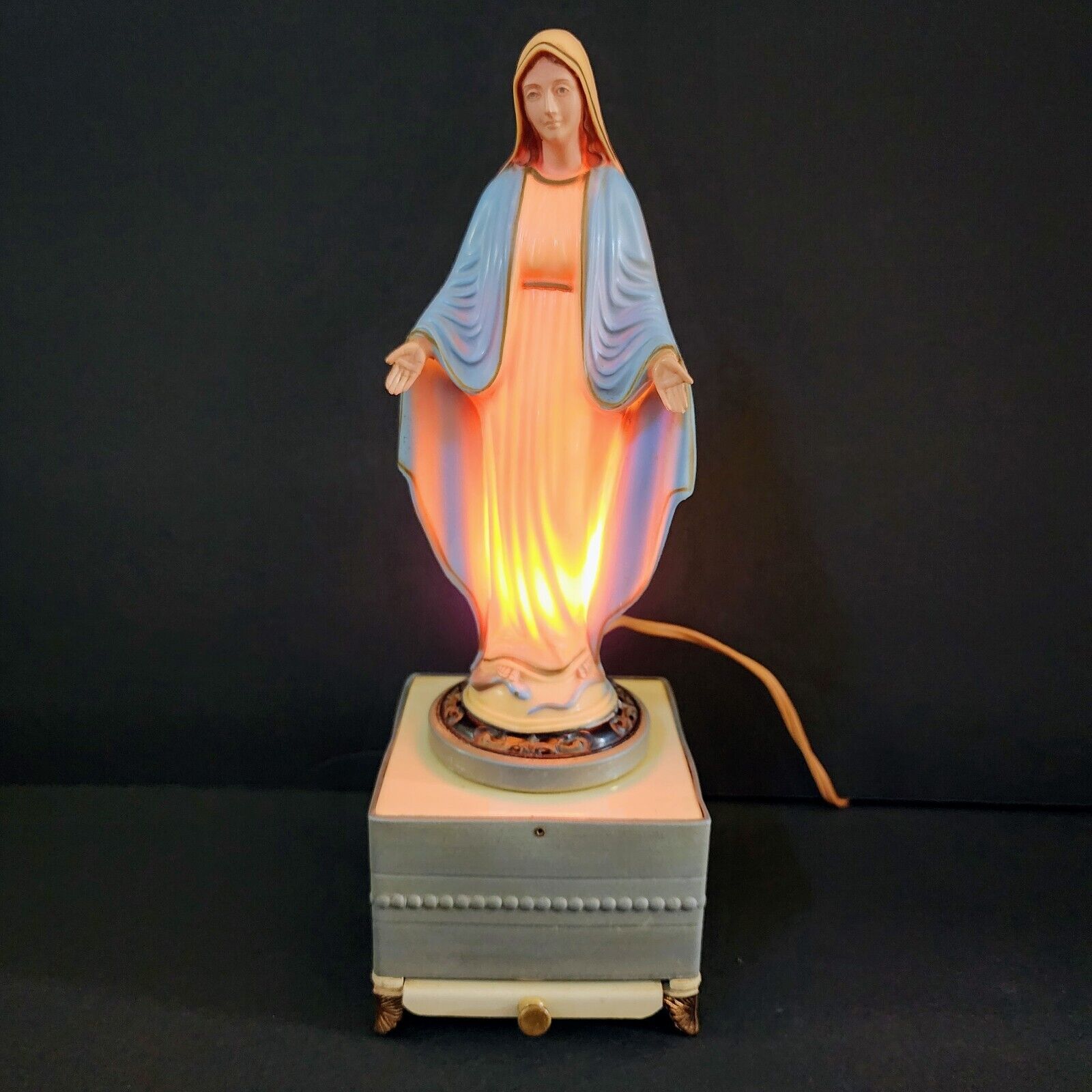 1950\'s HARTLAND Virgin Mother Mary Lighted Figurine Music Box* Vintage Religious