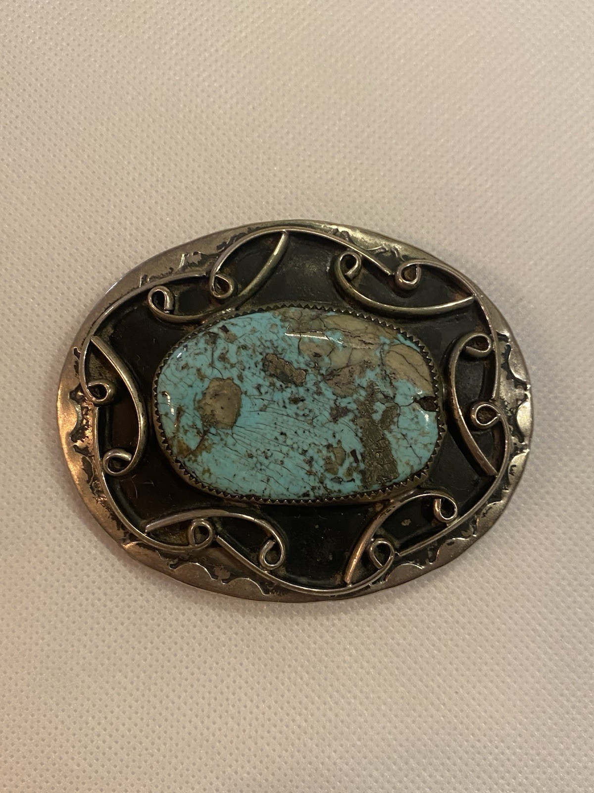 Vtg Western Belt Buckle Turquoise Stone Silver Tone Polished Handcrafted 3” Vtg Western Belt Buckle Turquoise Stone Silver Tone Polished Handcrafted 3”