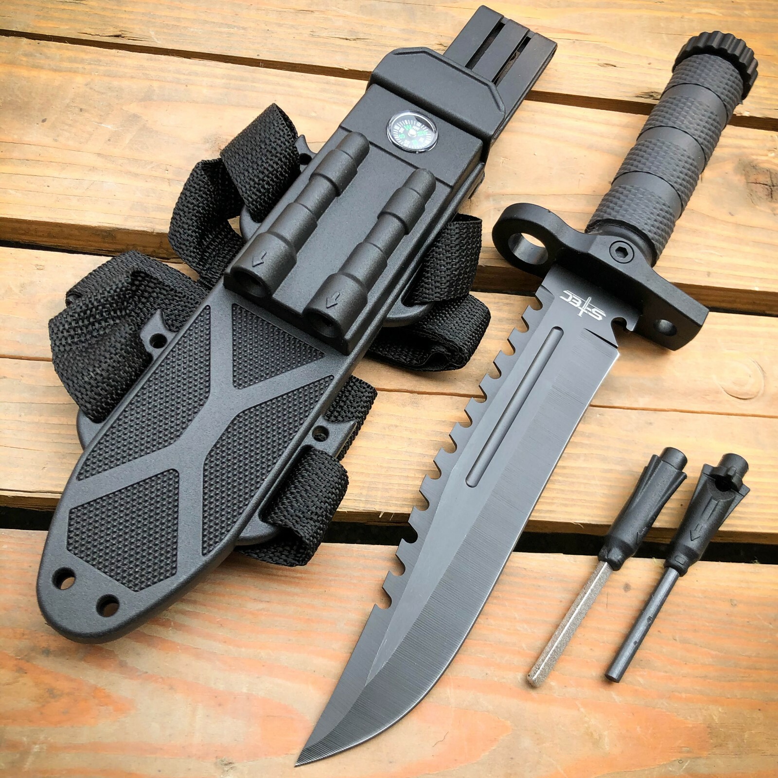 12.5" MILITARY Hunting TACTICAL FIXED BLADE SURVIVAL Army Knife w Fire Starter 12.5" MILITARY Hunting TACTICAL FIXED BLADE SURVIVAL Army Knife w Fire Starter
