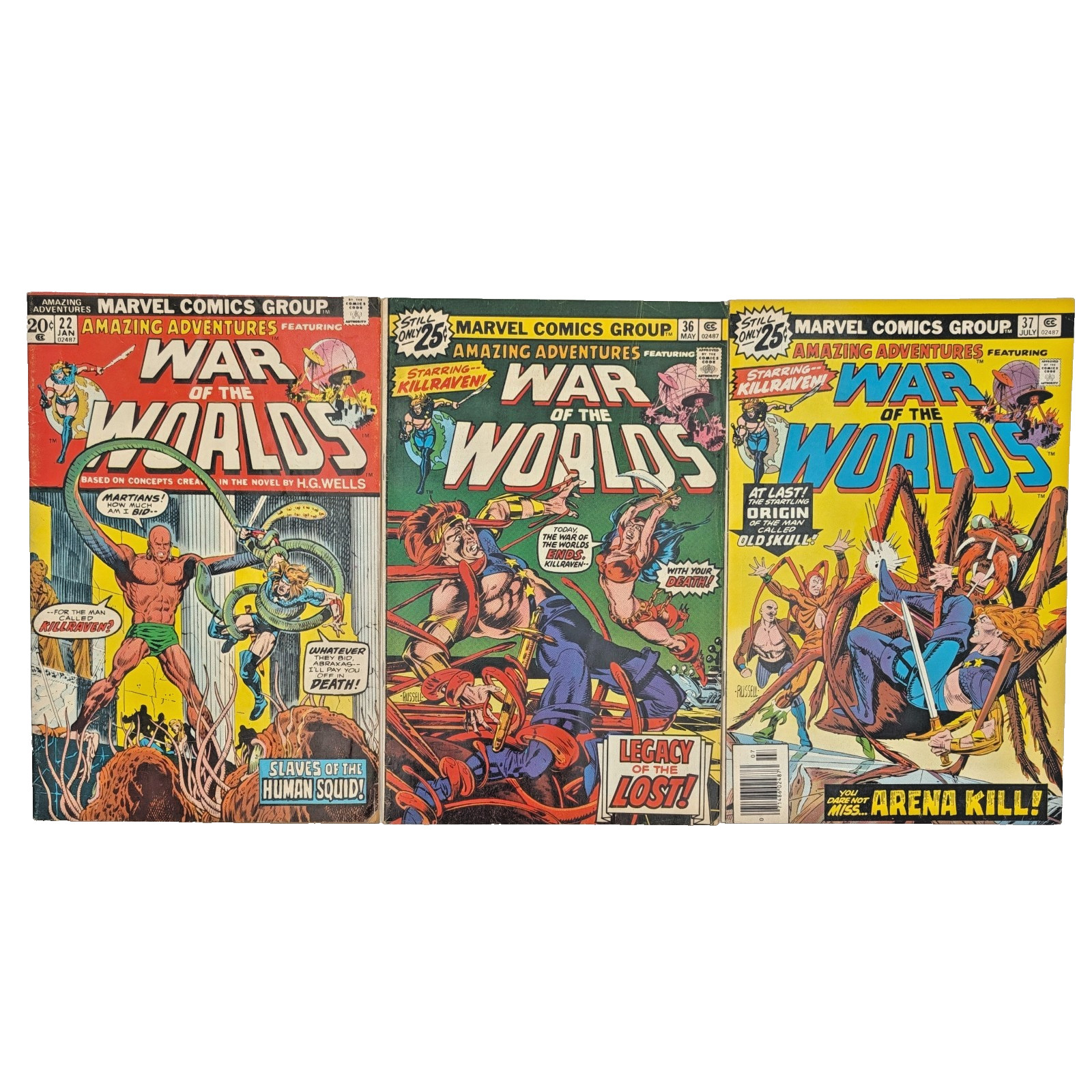 Amazing Adventures #22 36 37 Lot Killraven Bronze Age Marvel Comics 1974 1976 Amazing Adventures #22 36 37 Lot Killraven Bronze Age Marvel Comics 1974 1976