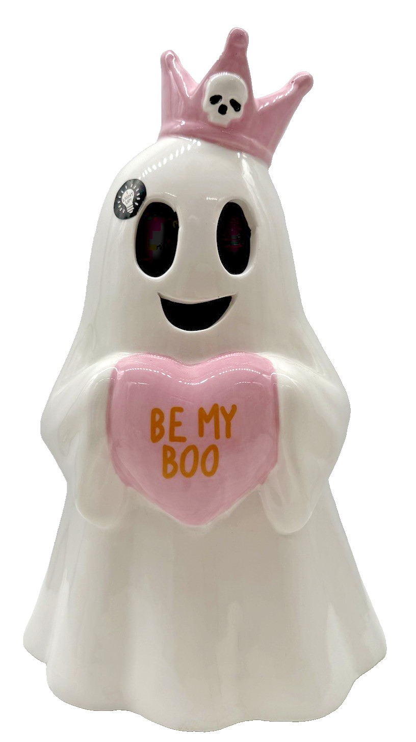 Halloween Ceramic Light Up “BE MY BOO” Ghost 12” X 7.75" - NEW