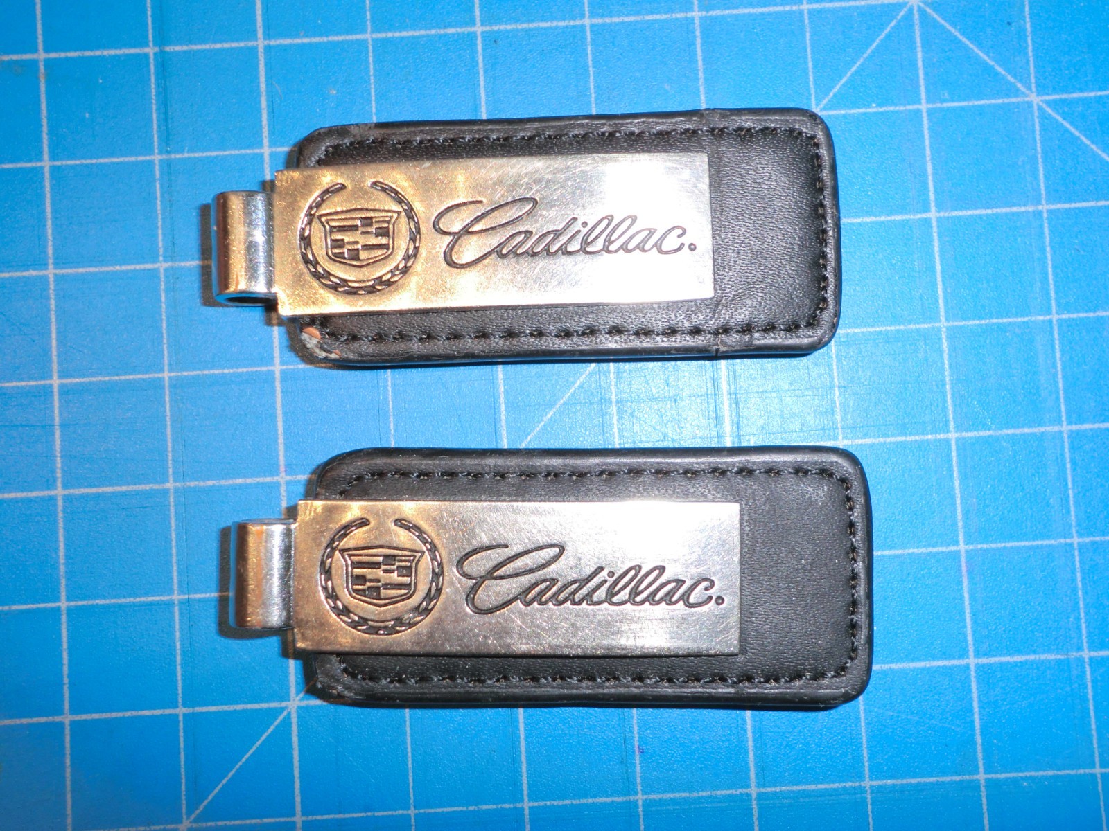 2019 Cadillac keychain leather tags   lot of 2 identical