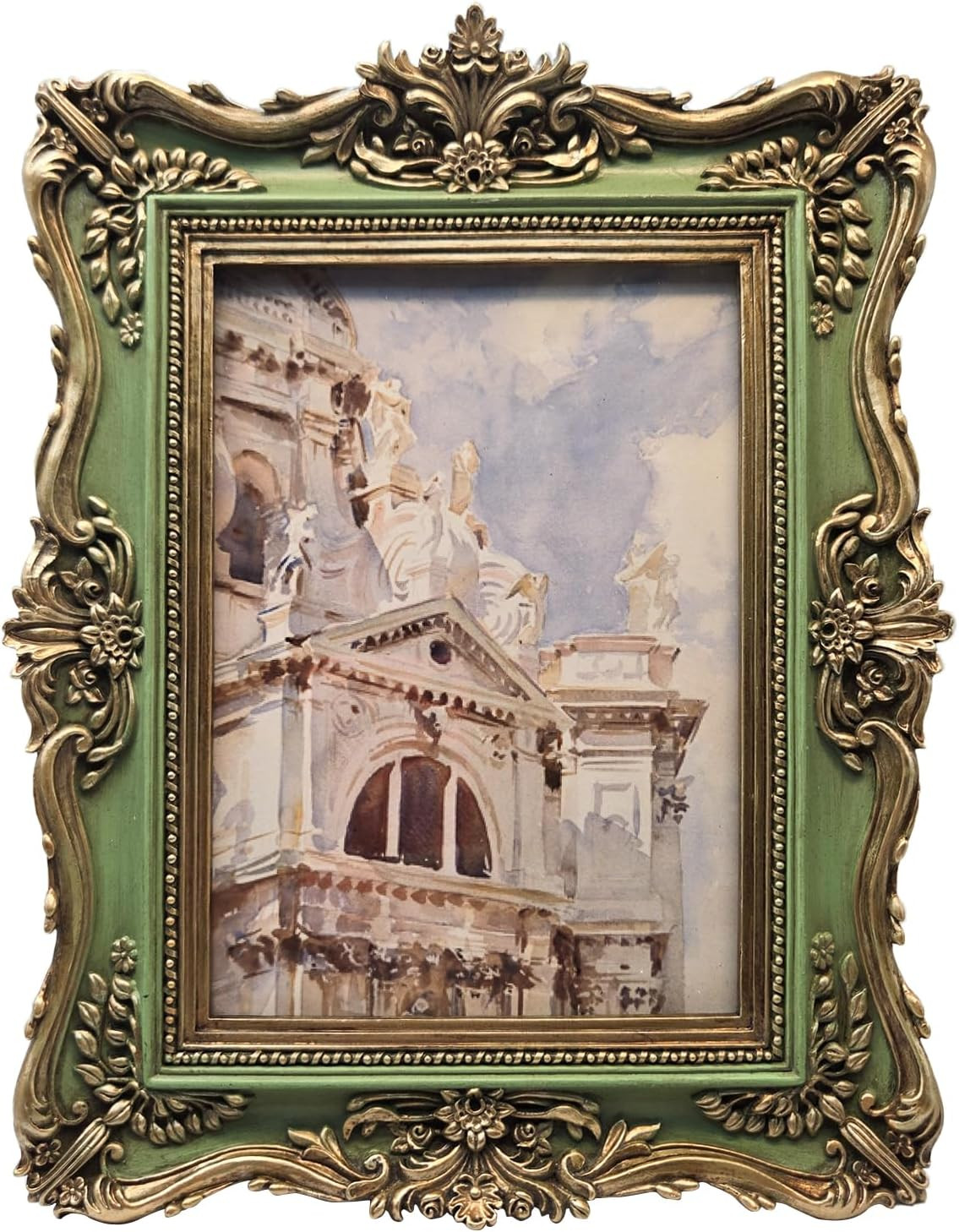 5X7 Vintage Picture Frame, Antique Green and Gold Ornate Photo Frame for Wall Ha 5X7 Vintage Picture Frame, Antique Green and Gold Ornate Photo Frame for Wall Ha