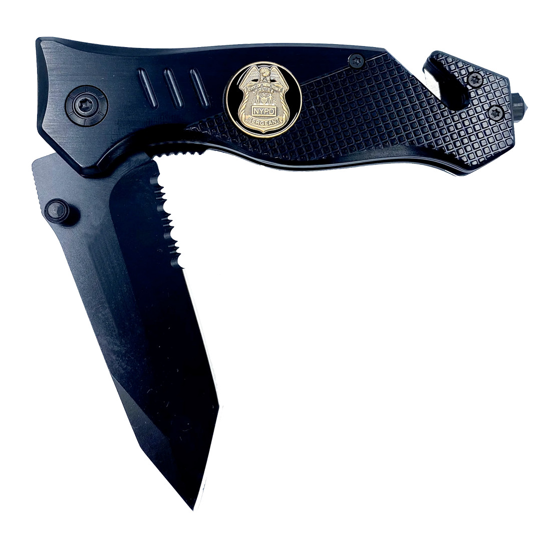 NYPD Sergeant Knife 3-in-1 Military Tactical Rescue knife tool with Seatbelt Cut