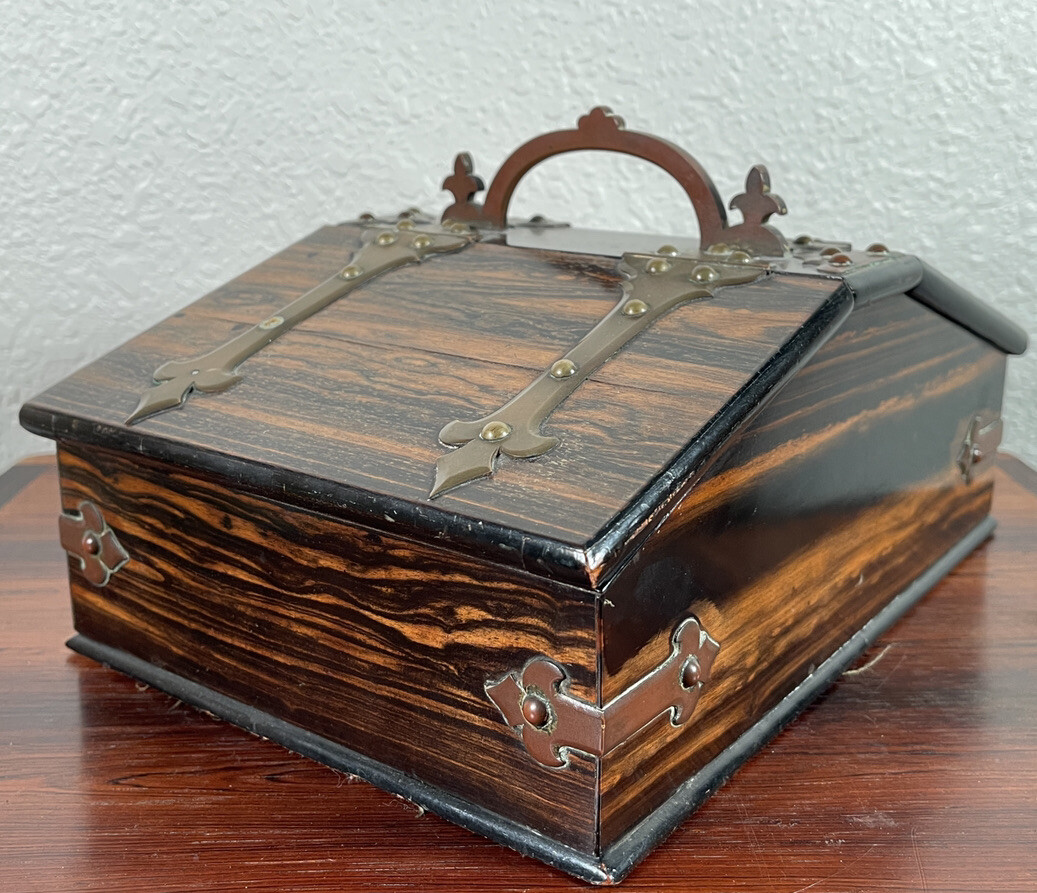 Antique English Coromandel Wood Box Cigar Stationary Jewelry Case 19th Century Antique English Coromandel Wood Box Cigar Stationary Jewelry Case 19th Century