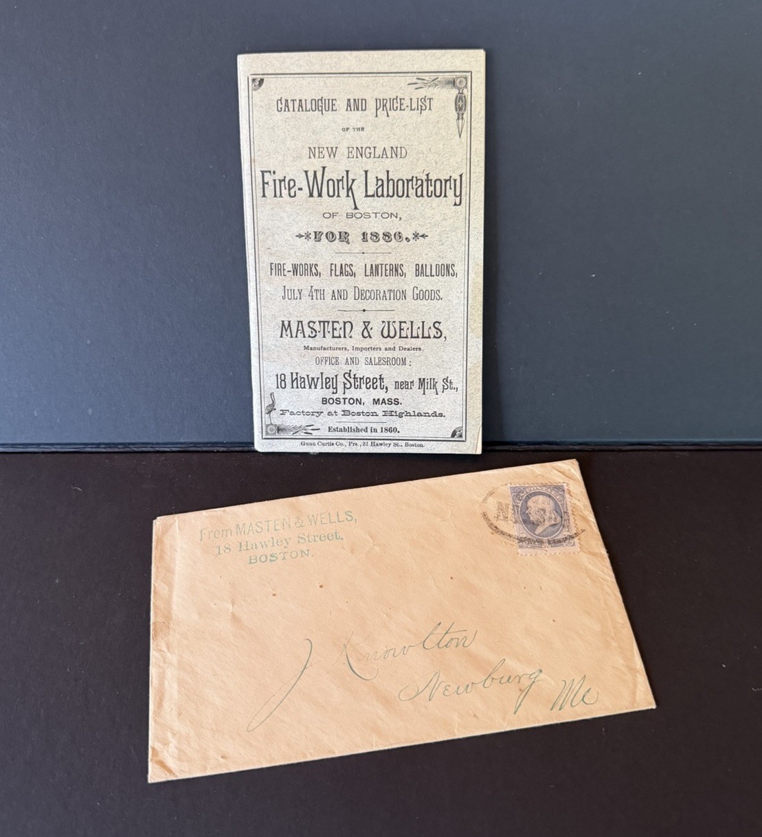 Antique 1886 Masten & Wells Fireworks Catalog w/ 1¢ Stamped Postal Envelope RARE Antique 1886 Masten & Wells Fireworks Catalog w/ 1¢ Stamped Postal Envelope RARE