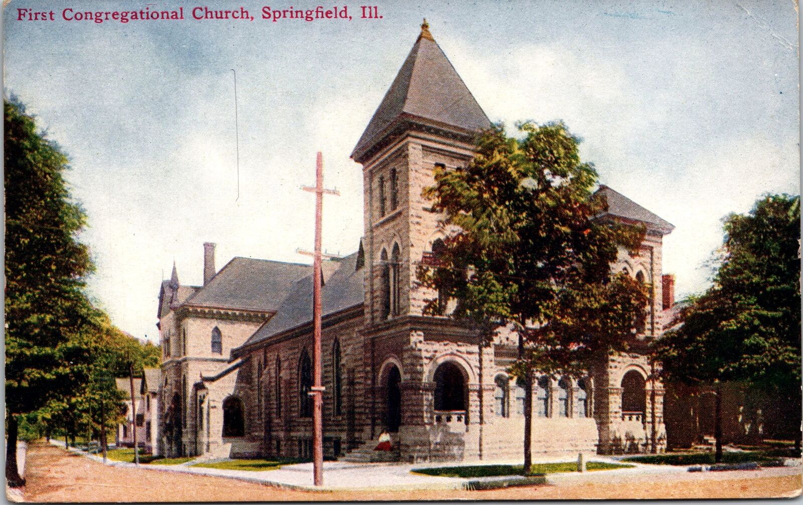Springfield Illinois~First Congregational Church~Dead Adele~1910 Postcard