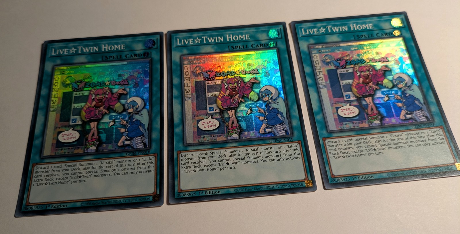 3 x Live☆Twin Home GEIM-EN018 - Super Rare - 1st Edition YuGiOh Playset 3 x Live☆Twin Home GEIM-EN018 - Super Rare - 1st Edition YuGiOh Playset