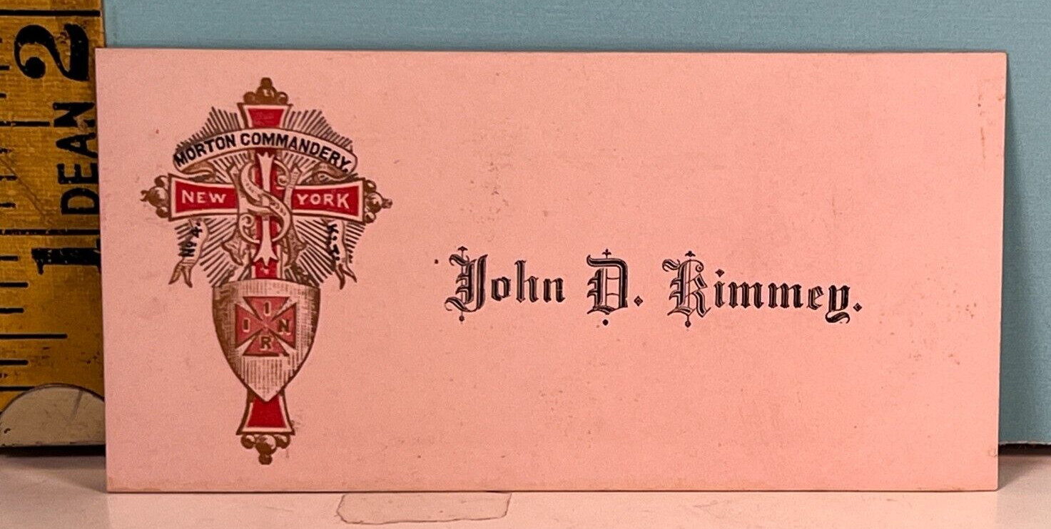Historical reminiscences of Morton commandery, no 4, John D. Kinney calling card Historical reminiscences of Morton commandery, no 4, John D. Kinney calling card