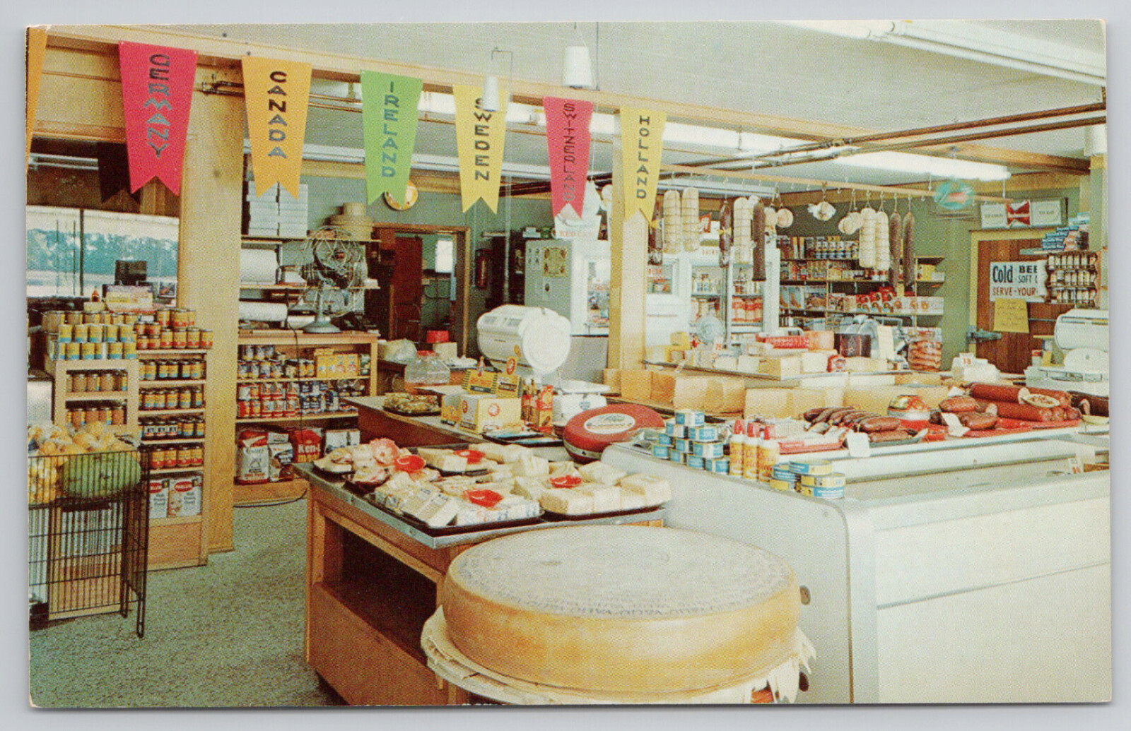 Pinconning Michigan MI Wilson's Cheese Shoppe Postcard 1950s Interior View US-23