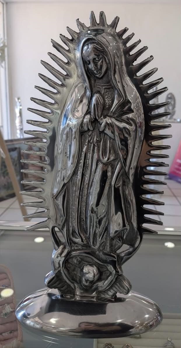Virgen De Guadalupe 12.8” Mexican PEWTER Figurine, Virgin Mary Religiosos Virgen De Guadalupe 12.8” Mexican PEWTER Figurine, Virgin Mary Religiosos