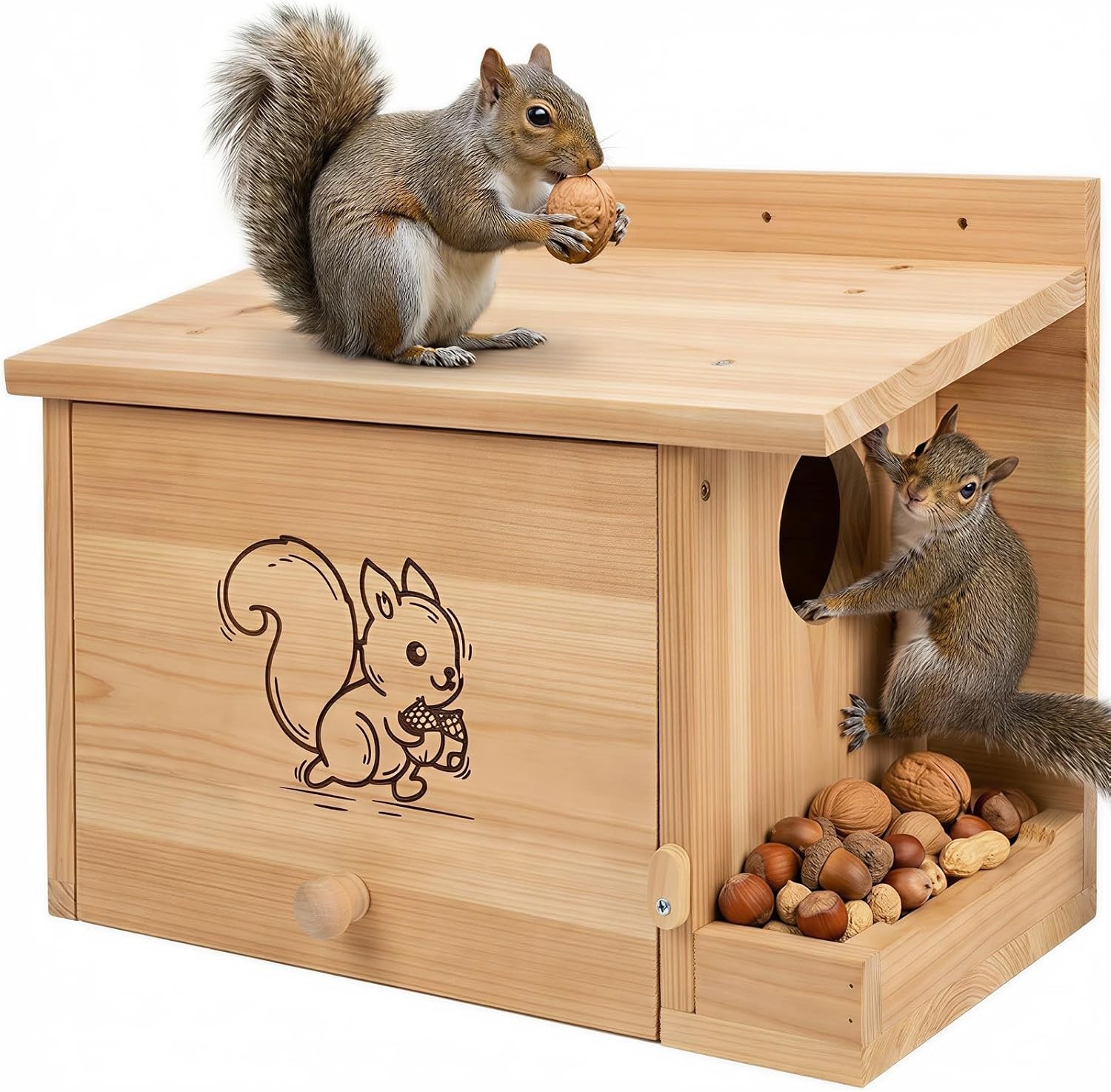 Extra Large Squirrel Houses for Outside 15.7" Outdoor Nest Box with Feeder L Extra Large Squirrel Houses for Outside 15.7" Outdoor Nest Box with Feeder L