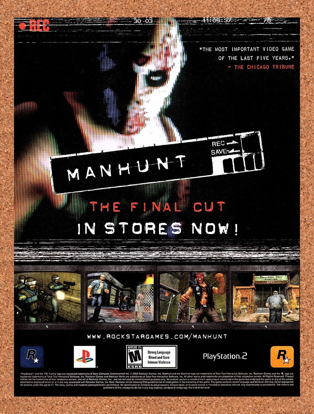 2004 Manhunt The Final Cut PS2 Original Advertisement / Retro Promo v4 2004 Manhunt The Final Cut PS2 Original Advertisement / Retro Promo v4