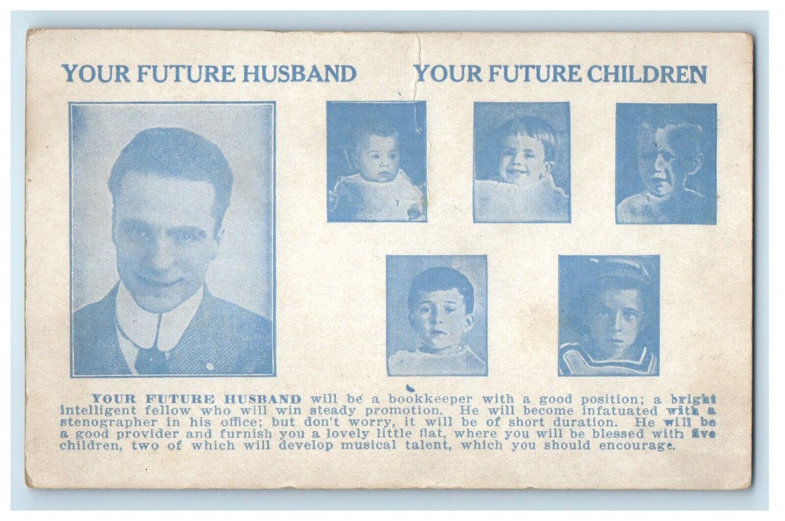 c1905 Future Husband And Future Childrens Kids Unposted Antique Postcard