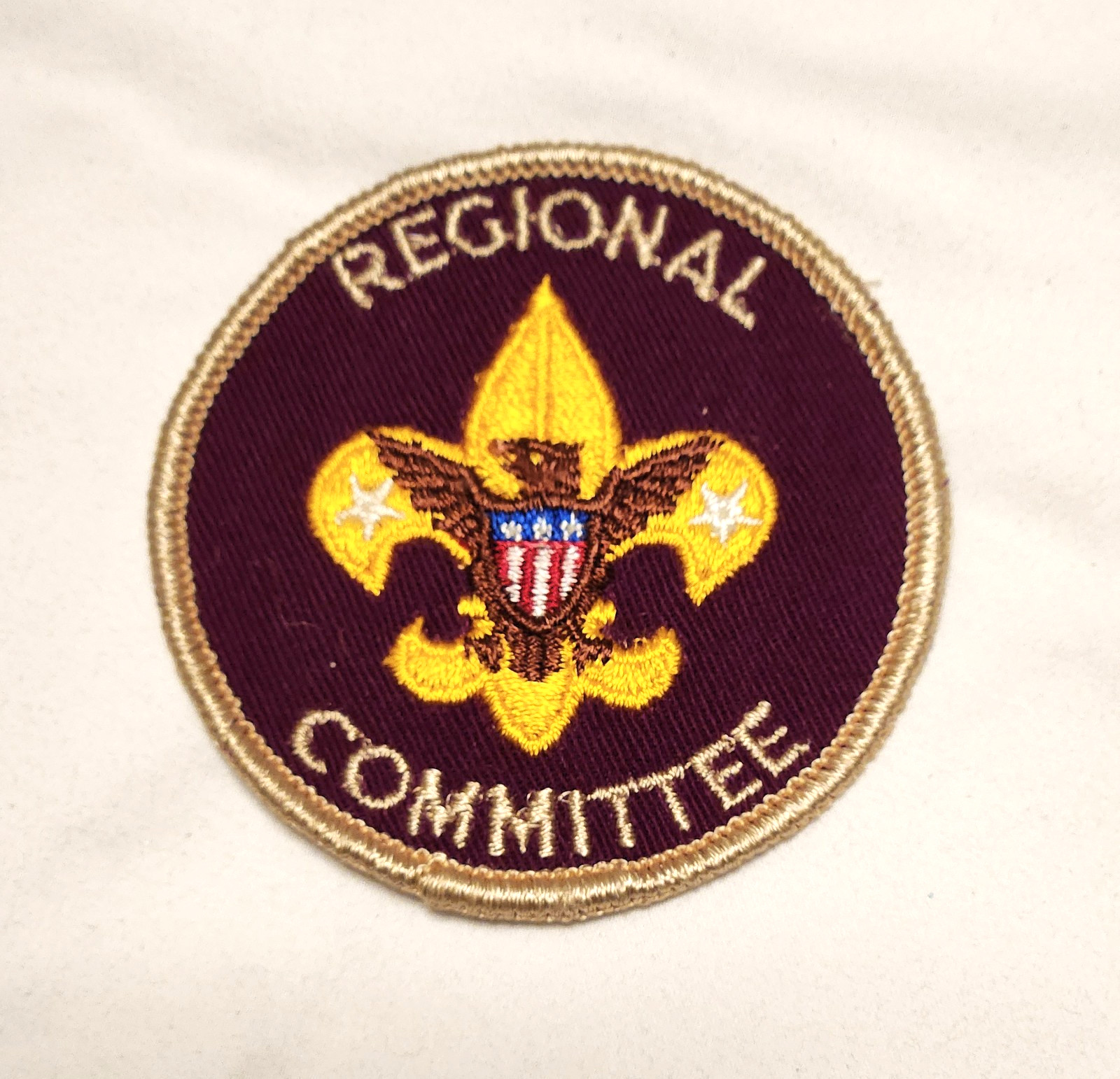 NEW Vintage BSA Regional Committee Round Maroon Burgundy Patch, Cloth Back