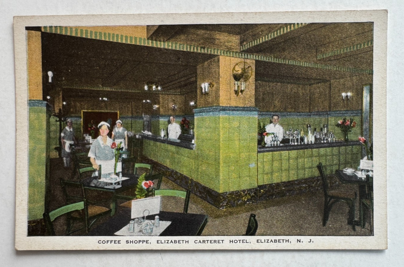 ca 1920s Postcard Elizabeth NJ Coffee Shoppe Elizabeth Carteret Hotel waitresses ca 1920s Postcard Elizabeth NJ Coffee Shoppe Elizabeth Carteret Hotel waitresses
