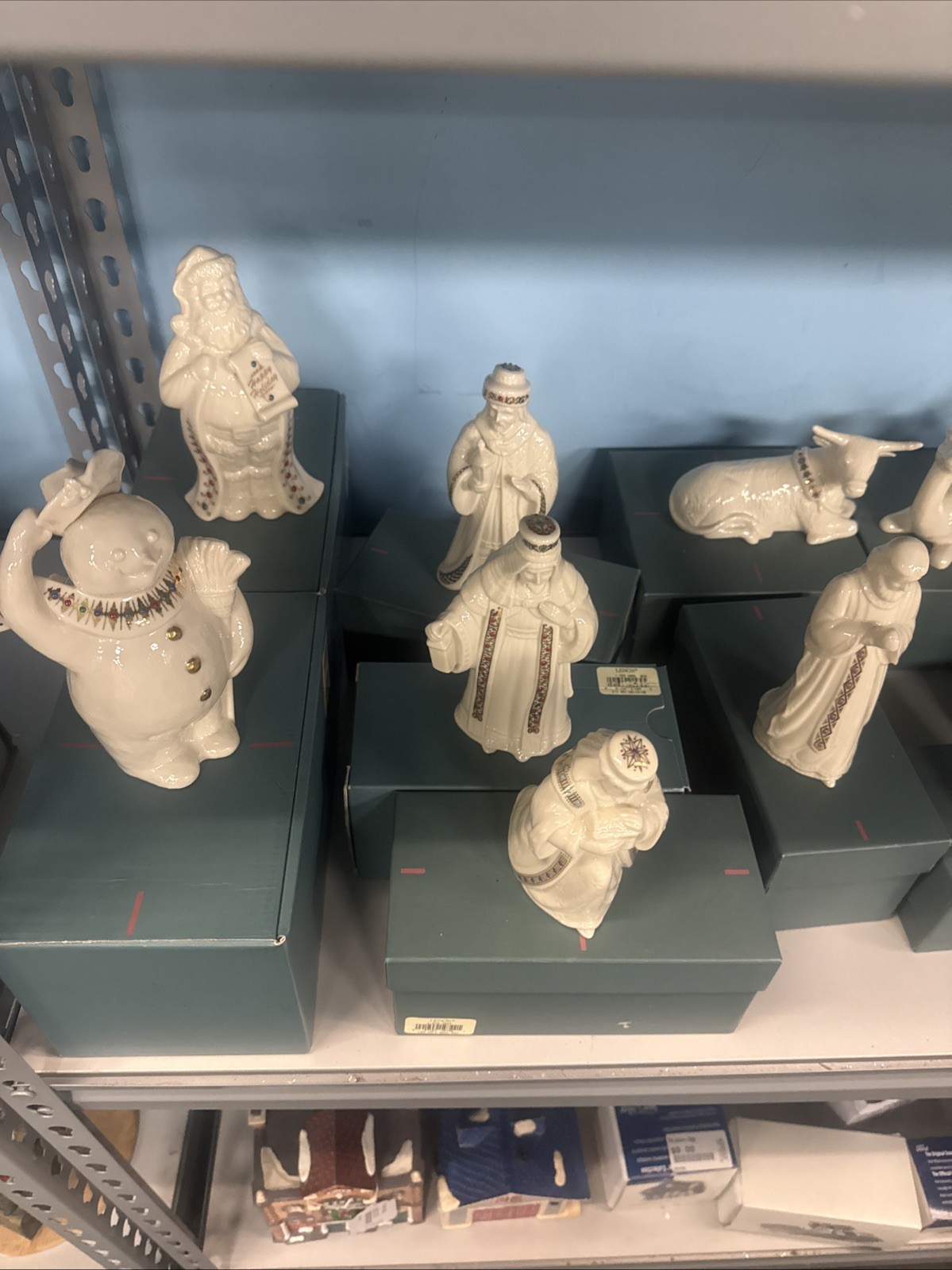 Lenox China Jewels Nativity 16 Pcs Plus Santas And Snowmen Pieces with Boxes Lenox China Jewels Nativity 16 Pcs Plus Santas And Snowmen Pieces with Boxes