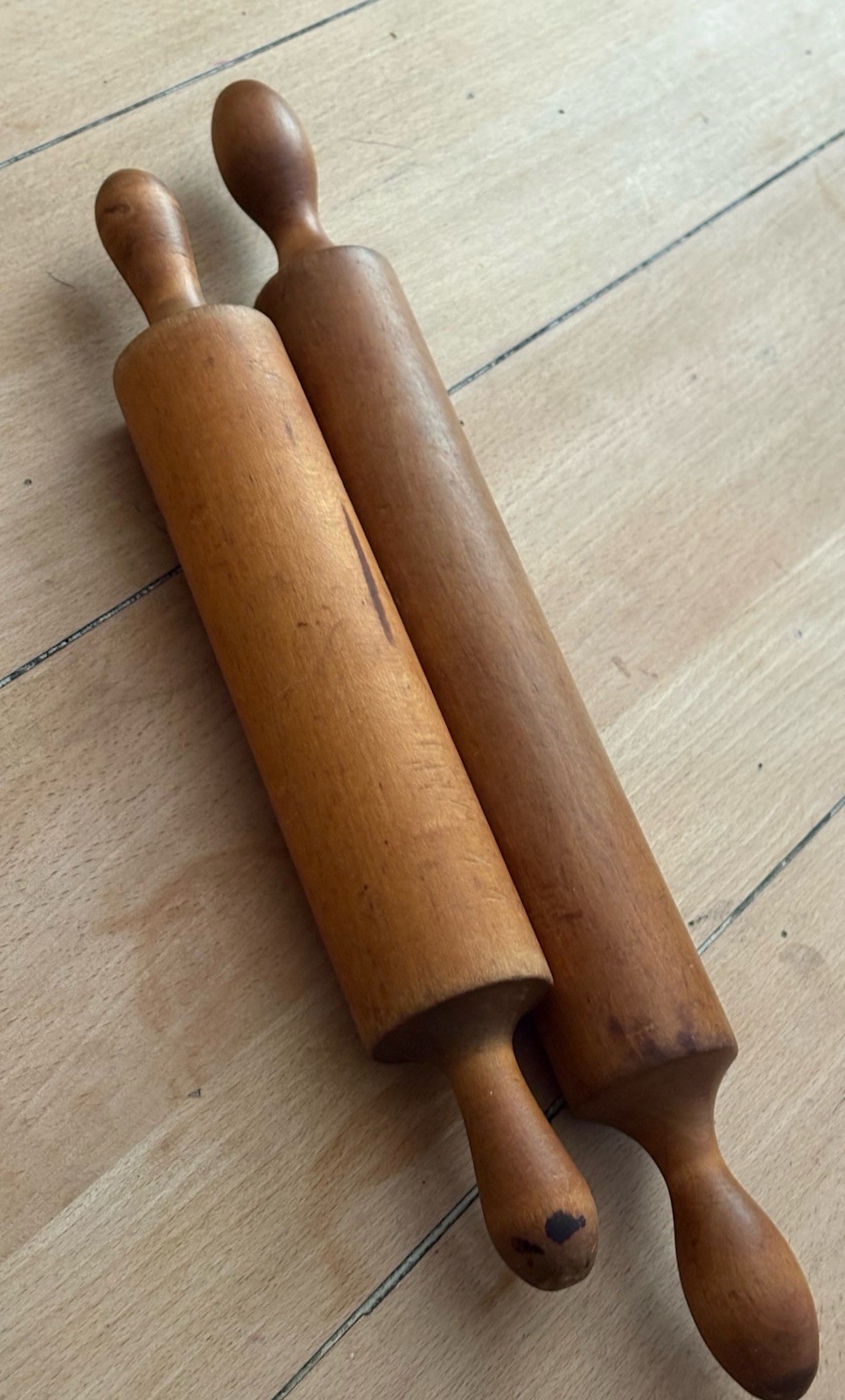 Set of Two Antique Wooden Rolling Pins, Primitive Kitchen Utensils Set of Two Antique Wooden Rolling Pins, Primitive Kitchen Utensils
