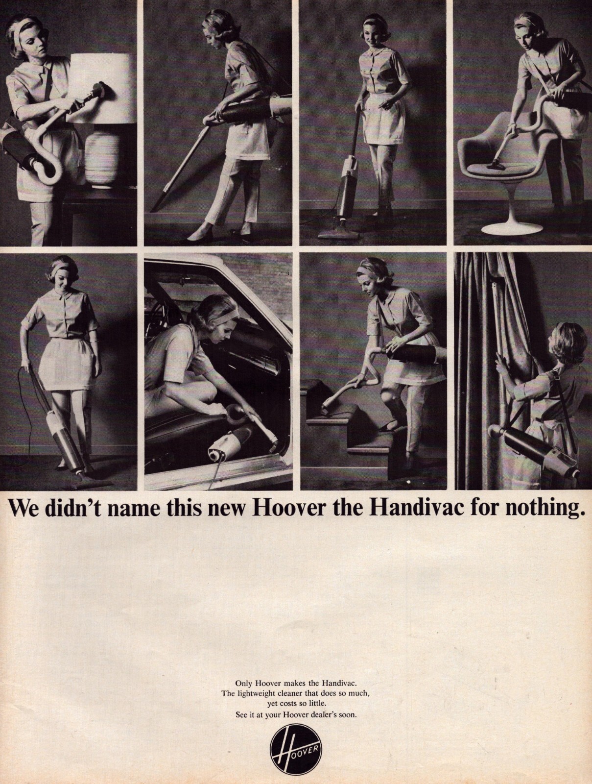 1966 Hoover Vacuum Print Ad Handivac Housewife Housework Cleaning