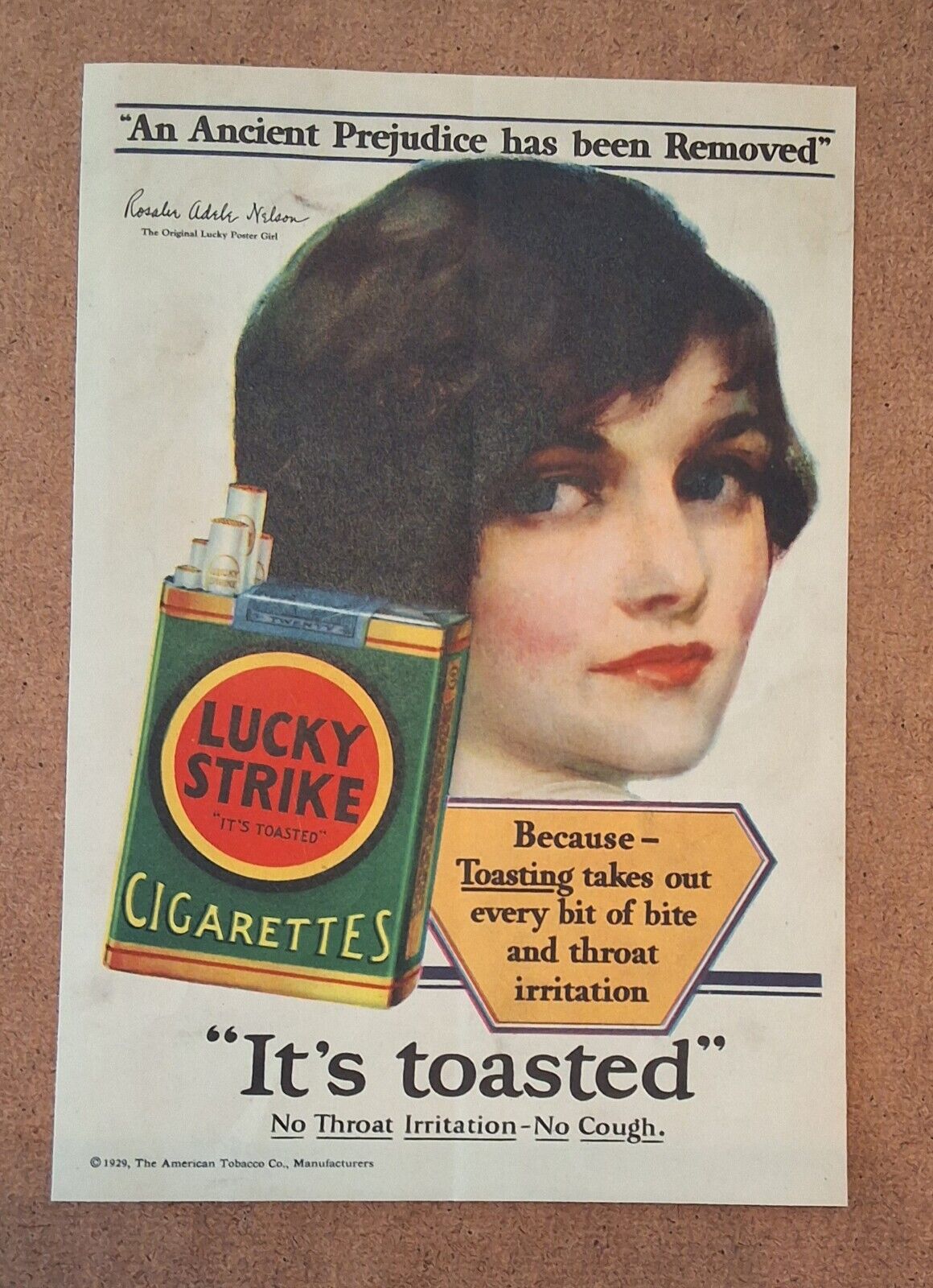 Lucky Strike Cigarettes It\'s Toasted - Rosalie Adele Nelson - 1929 Art Deco AD 