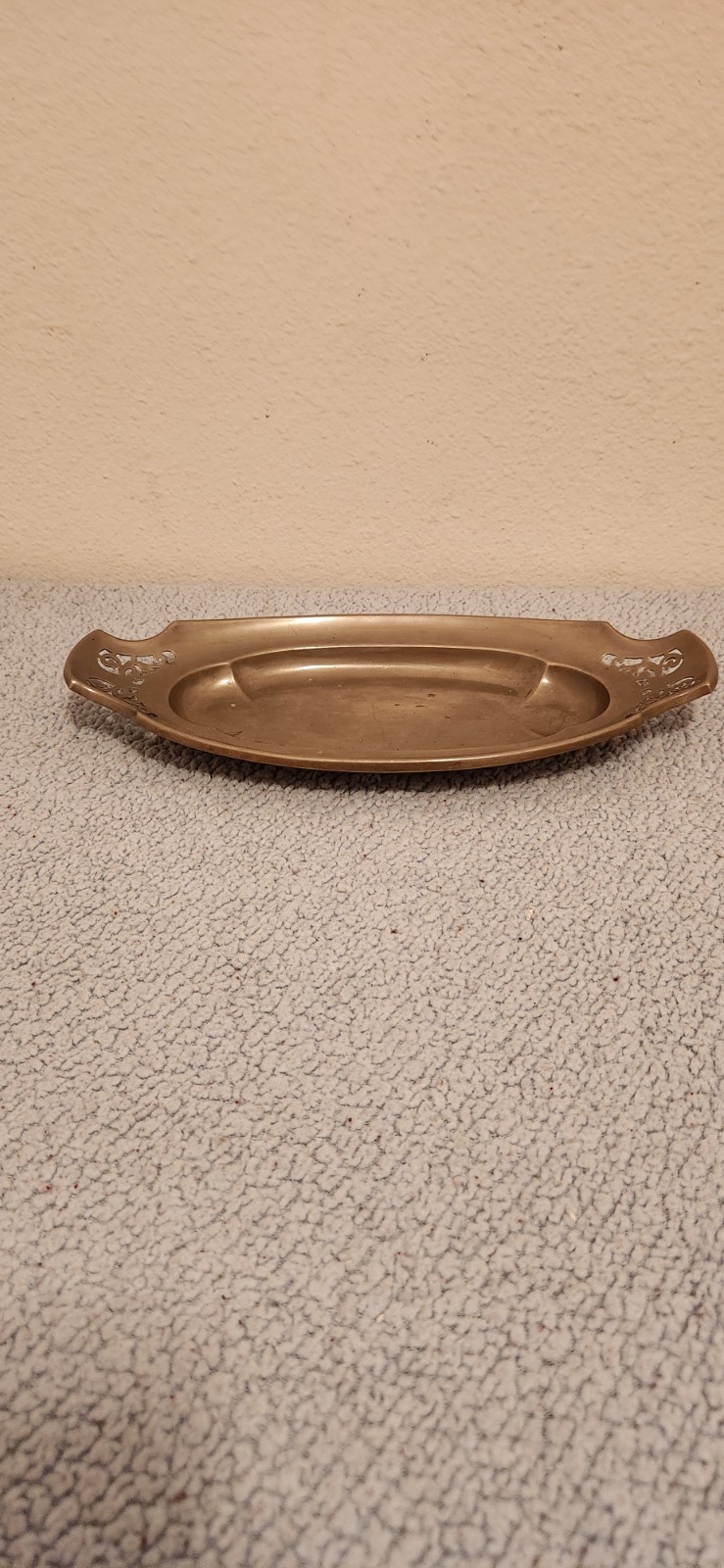 Vintage Solid Brass Oval Tray 13.5” Pierced Ends Made in India Boho Decor Bowl Vintage Solid Brass Oval Tray 13.5” Pierced Ends Made in India Boho Decor Bowl