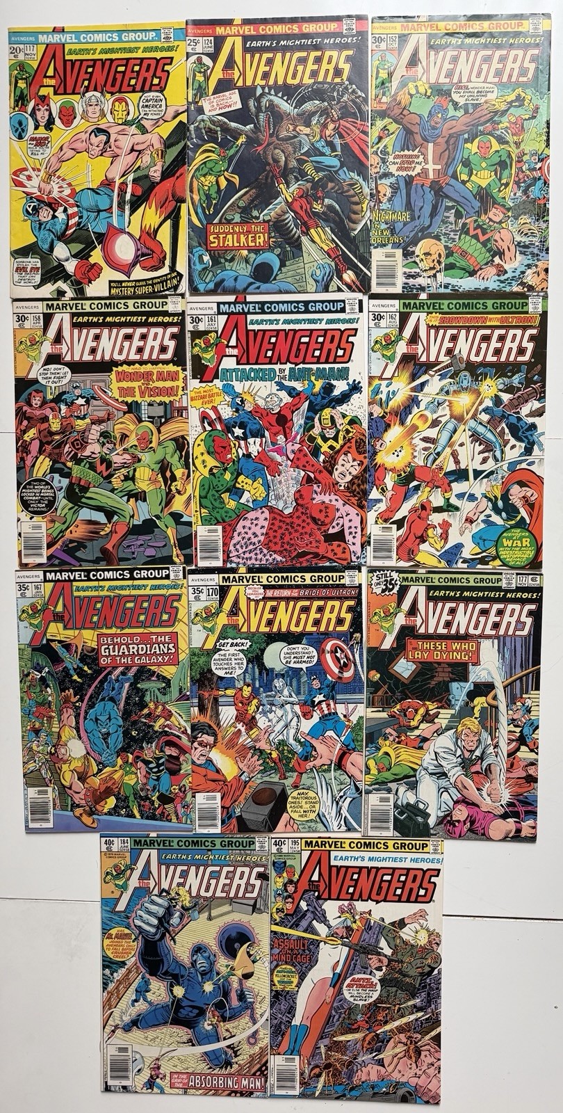 Avengers #117 124 152 158 161 162 167 170 177 184 195 Lot Avengers #117 124 152 158 161 162 167 170 177 184 195 Lot