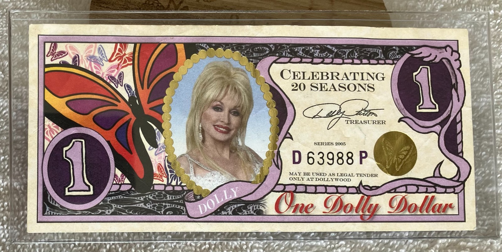 2005 One Dolly Dollar $1 Bill - Dollywood 20th Anniversary - Dolly Parton Unc NM 2005 One Dolly Dollar $1 Bill - Dollywood 20th Anniversary - Dolly Parton Unc NM